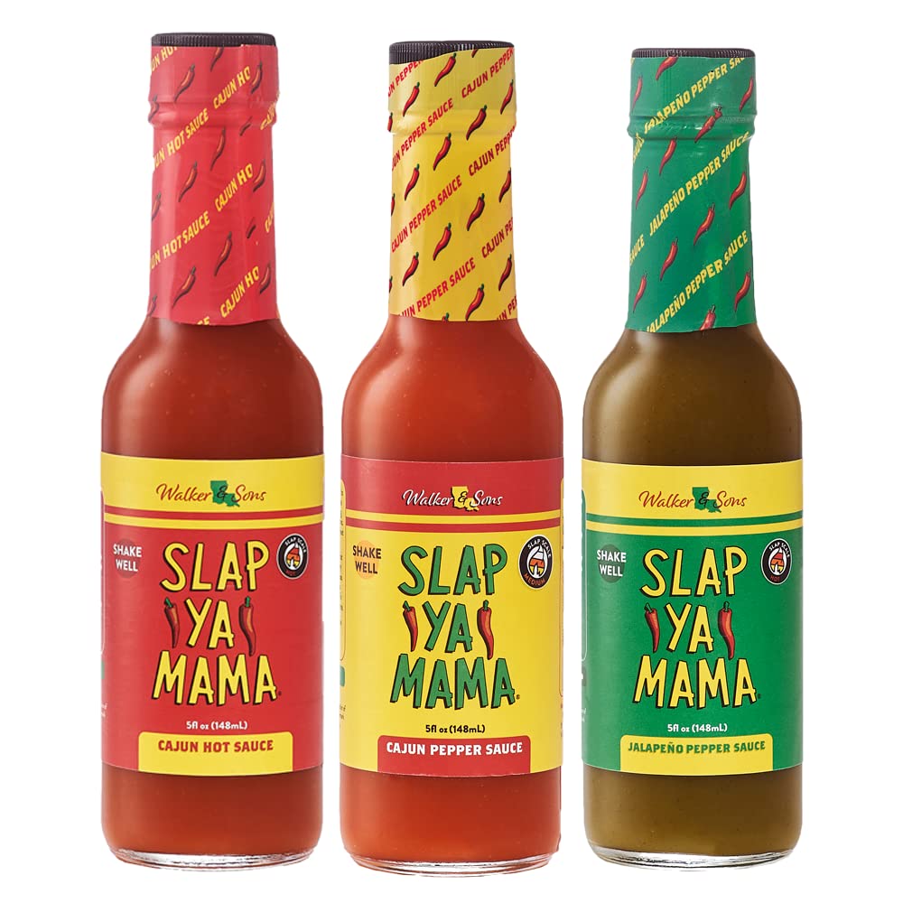 Slap Ya Mama Louisiana Style Hot Sauce Variety Pack - Cajun Hot, Cajun Pepper & Jalapeno Green (5 oz, Pack of 3) | Perfect for Gumbo, Jambalaya & Spicy BBQ Recipes