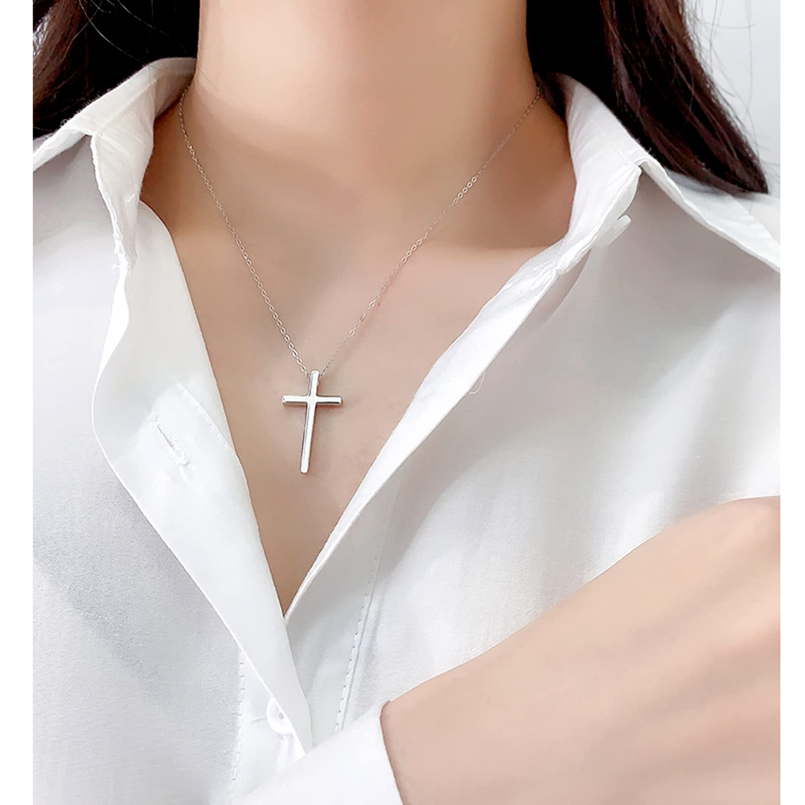 Elegant Small Cross Pendant Necklace for Women - Minimalist Sterling Silver Religious Jewelry - Perfect Mother's Day & Birthday Gift - Ideal for Church, Weddings & Everyday Wear