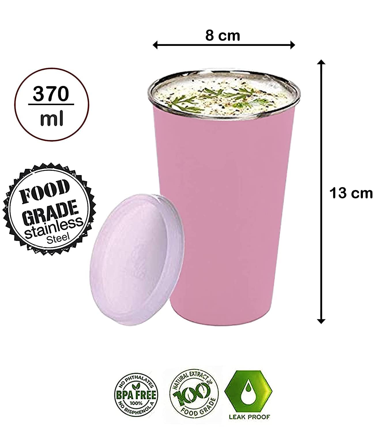 NOBILEA Glass Cup with Straw for Kids and Adults - 370ml Insulated Stainless Steel Straw, Leak-Proof Lid - Perfect for Milk, Juice, Smoothies (Pink) - Ideal for Home, Office, Travel and Outdoor Activities