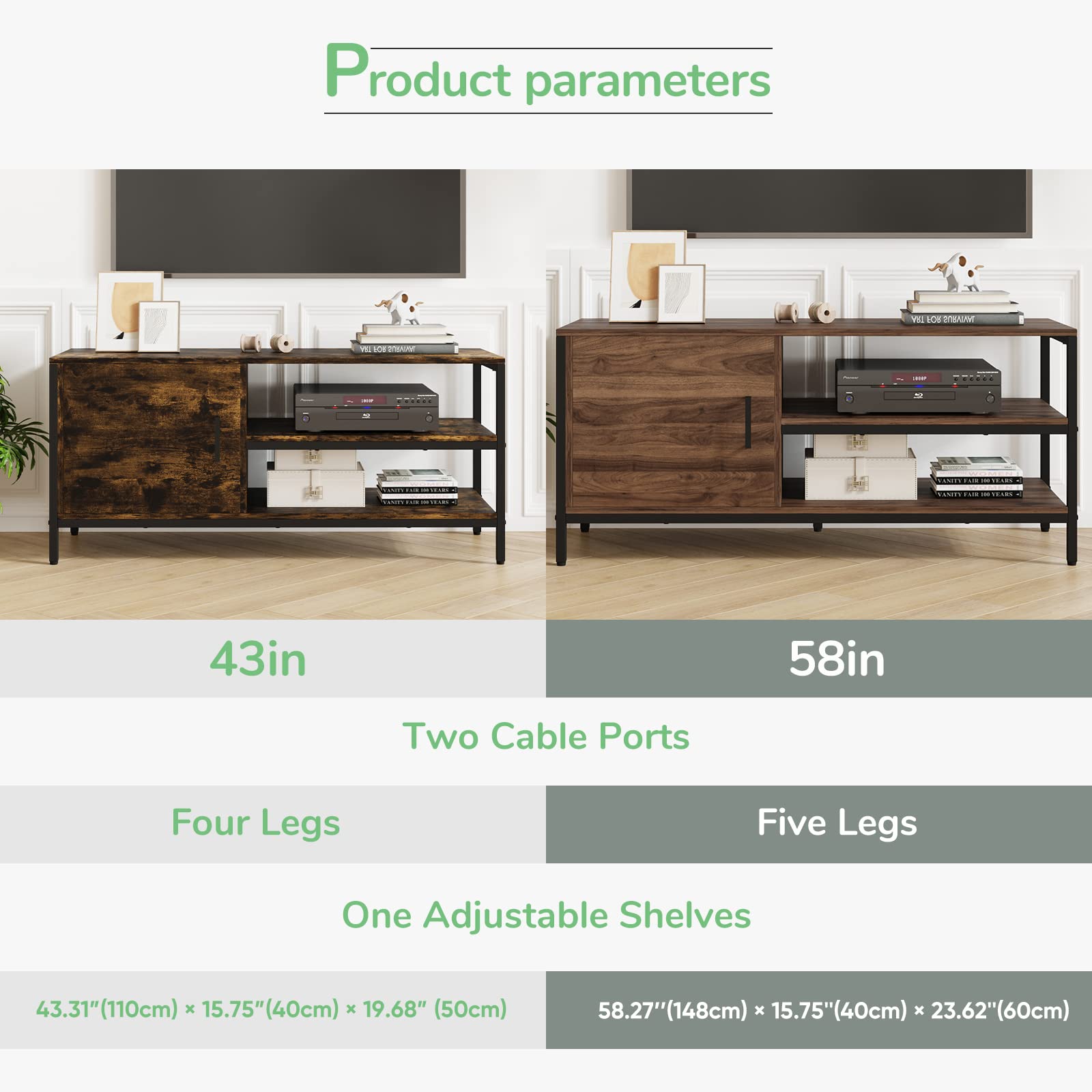 Novilla Retro Farmhouse TV Stand for TVs up to 50 Inches - Rustic Brown Entertainment Center for Flat & Curved Screens - Perfect for Living Room, Bedroom or Home Theater Setup