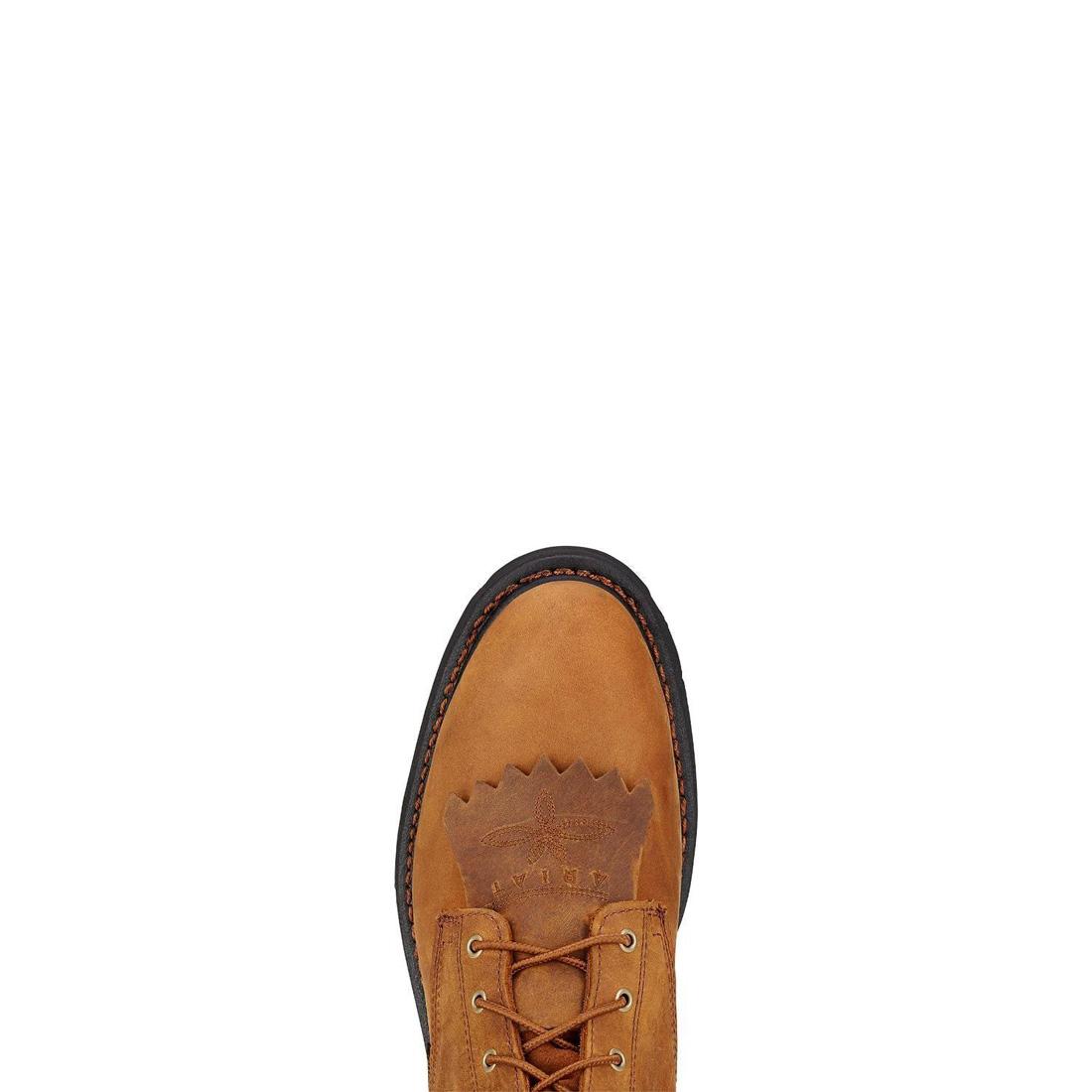 Cascade 8 Inch Soft Toe Work Boots - Aged Bark Leather - Durable & Comfortable for Construction, Hiking & Outdoor Work