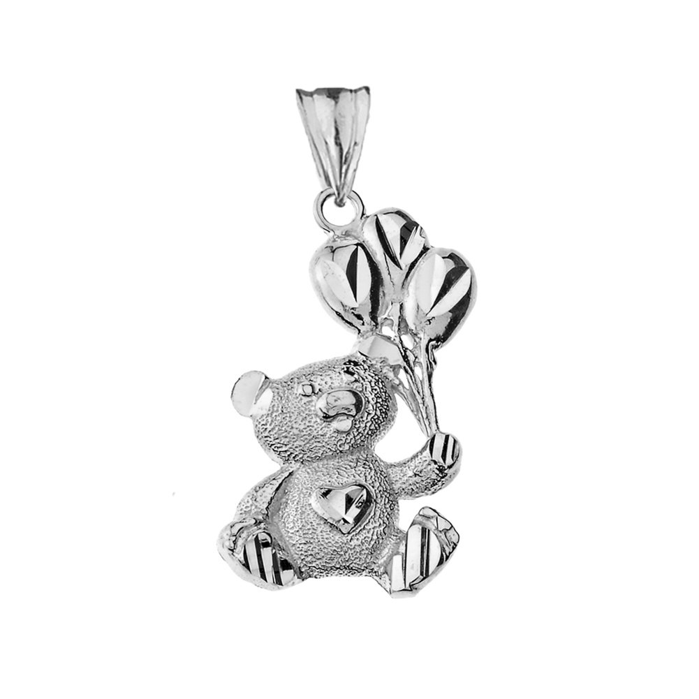 Enchanting Sterling Silver Teddy Bear Holding Balloons Pendant Necklace - Perfect Gift for Birthdays, Anniversaries & Valentine's Day