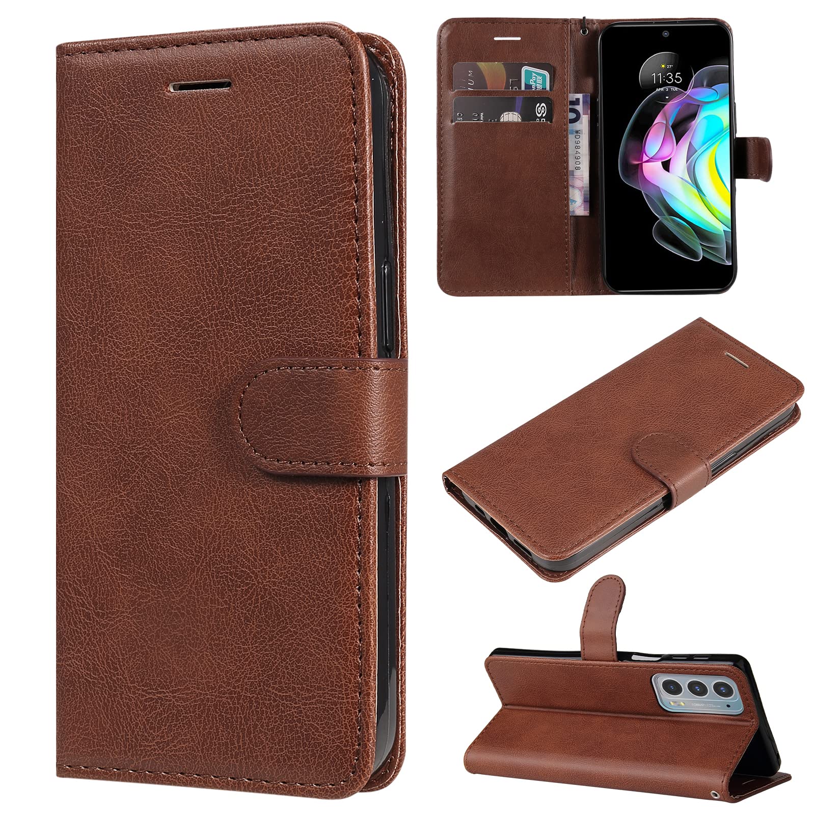 Motorola Moto Edge 20 Wallet Case with Card Holder - Brown for Daily Essentials