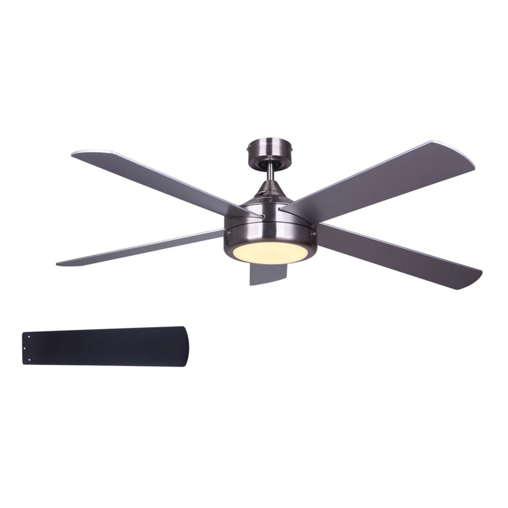 Canarm Solene II 52 Inch Brushed Nickel LED Ceiling Fan with Remote Control - Energy Efficient Indoor Cooling for Living Room, Bedroom, and Office