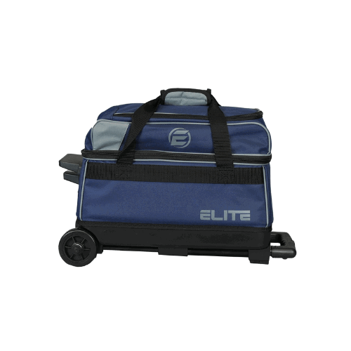 ELITE Basic Double Roller Navy/Grey Bowling Bag for Men & Women - Durable Bowling Accessories for League Play, Practice & Travel