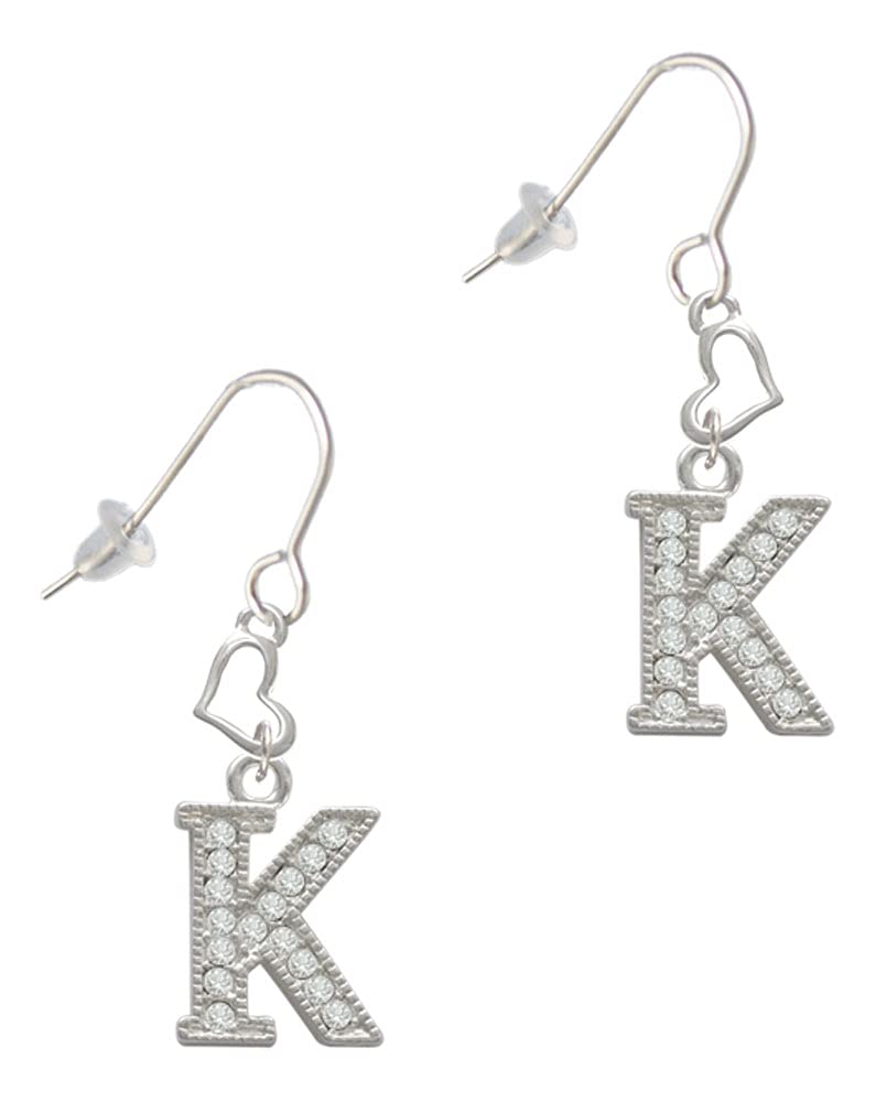Delicate Silver-Tone Crystal Initial Small Heart French Earrings for Women - Elegant Gift for Valentine's Day, Anniversary & Everyday Wear