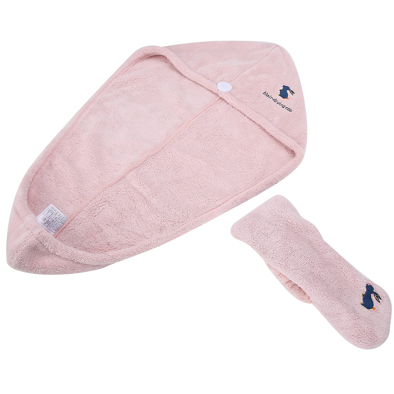 Soft & Lightweight Hair Towel Wrap for Women & Men - Quick Dry Microfiber Hair Turban with Adjustable Hair Band (Pink Set) - Perfect for Post-Shower, Hair Drying, Face Washing & Makeup Routine