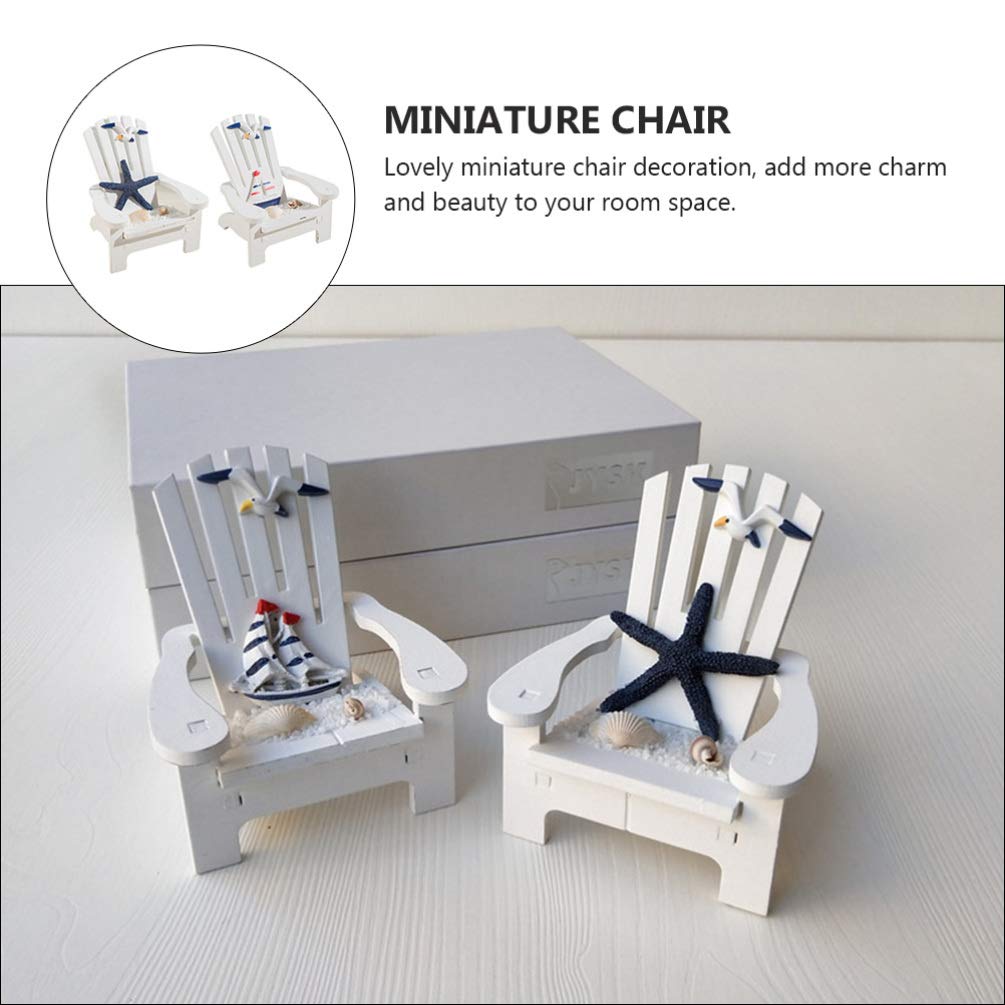 BESPORTBLE 2Pcs Miniature Beach Chairs - Tiny Wooden Cake Topper Decor, Nautical Dollhouse Furniture & Mini Landscape Accessories for Photo Props, DIY Crafts, and Dollhouse Decor | Perfect for Wedding Cakes, Beach Themed Parties, and Miniature Displays