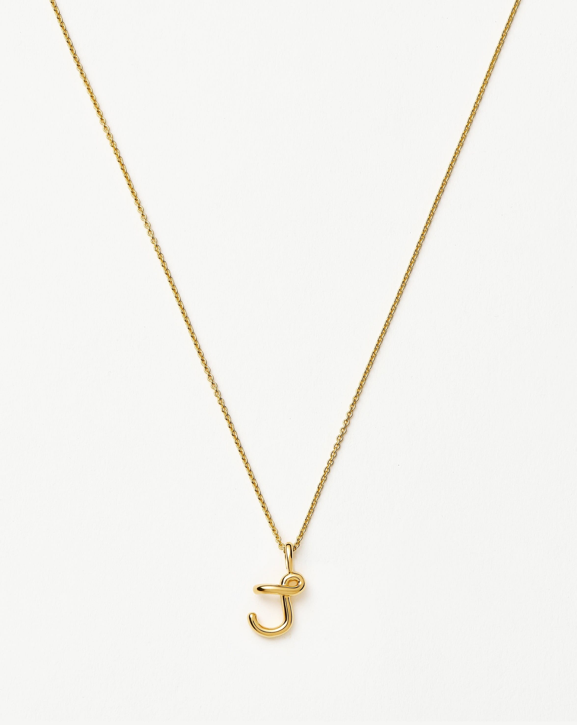 Curly Molten Mini Initial Necklace - Personalized Letter J Pendant in 18k Gold Vermeil - Perfect for Birthdays, Anniversaries & Everyday Layering Jewelry