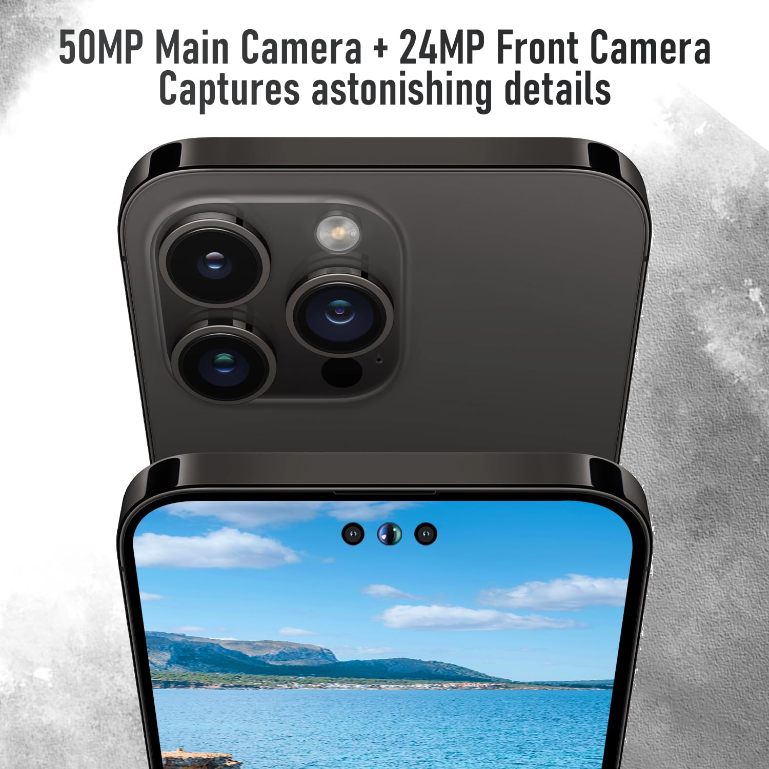 Unlocked A14 PROMAX Android Smartphone 8GB RAM 256GB ROM, 24MP+50MP Dual Camera, 6800mAh Long-Lasting Battery, 6.7