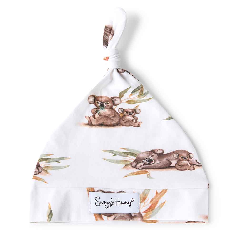 Snuggle Hunny Organic Knotted Beanie - Soft Koala Baby Hat for Newborns & Infants - Perfect for Winter, Photoshoots & Gifts