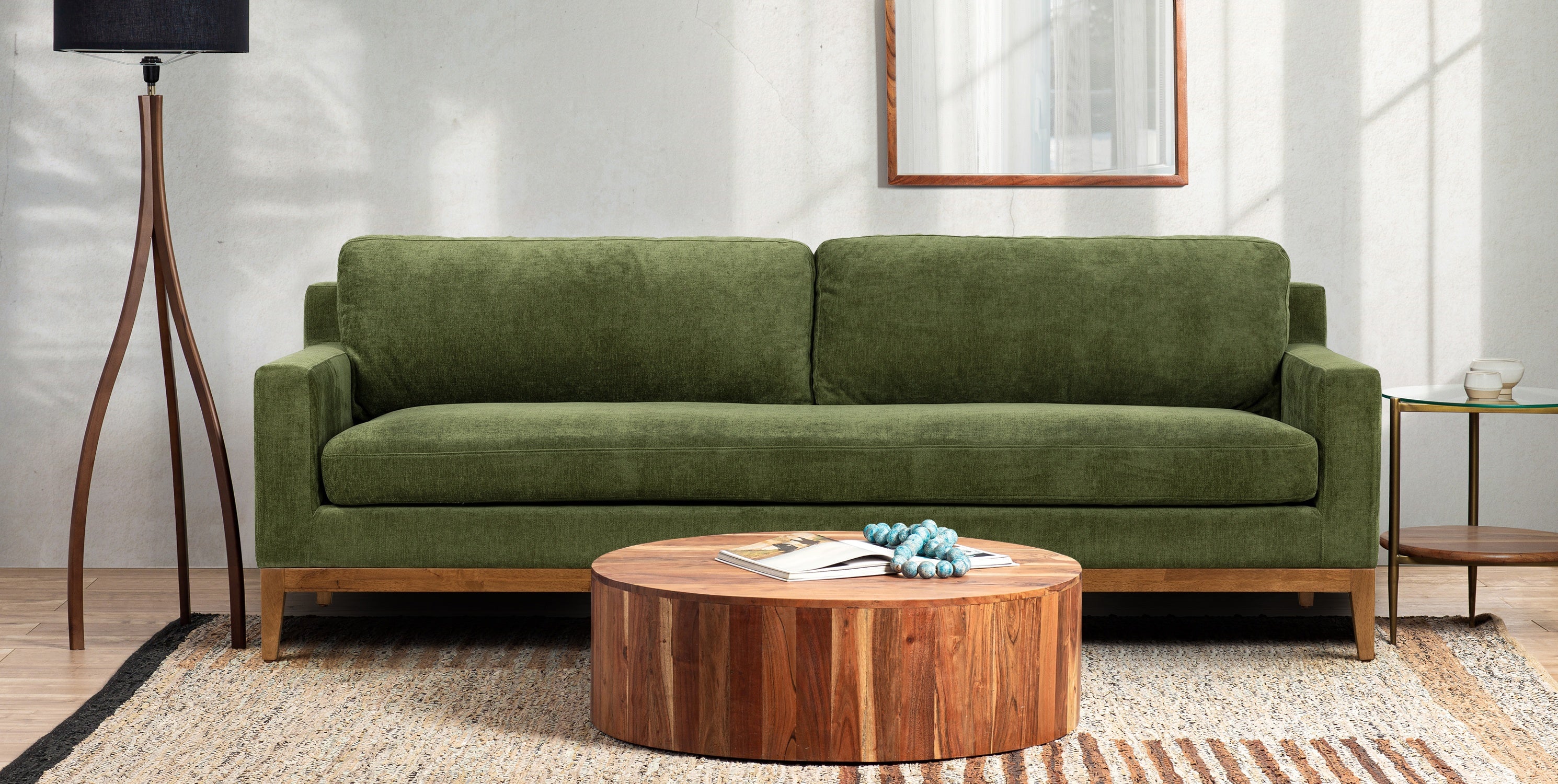 Luxury Zyon Velvet Sofa - Modern Plush Fabric Couch for Living Room, Lounge & Home Decor - Comfortable Sectional Sofa with Soft Velvet Upholstery