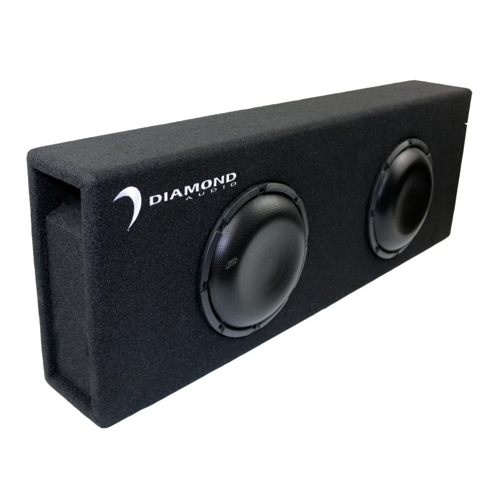 Diamond Audio DESMB8D 500W RMS Dual 8-Inch Slot Vented Subwoofer Enclosure - High-Performance Bass for Car Audio & Home Theater Systems