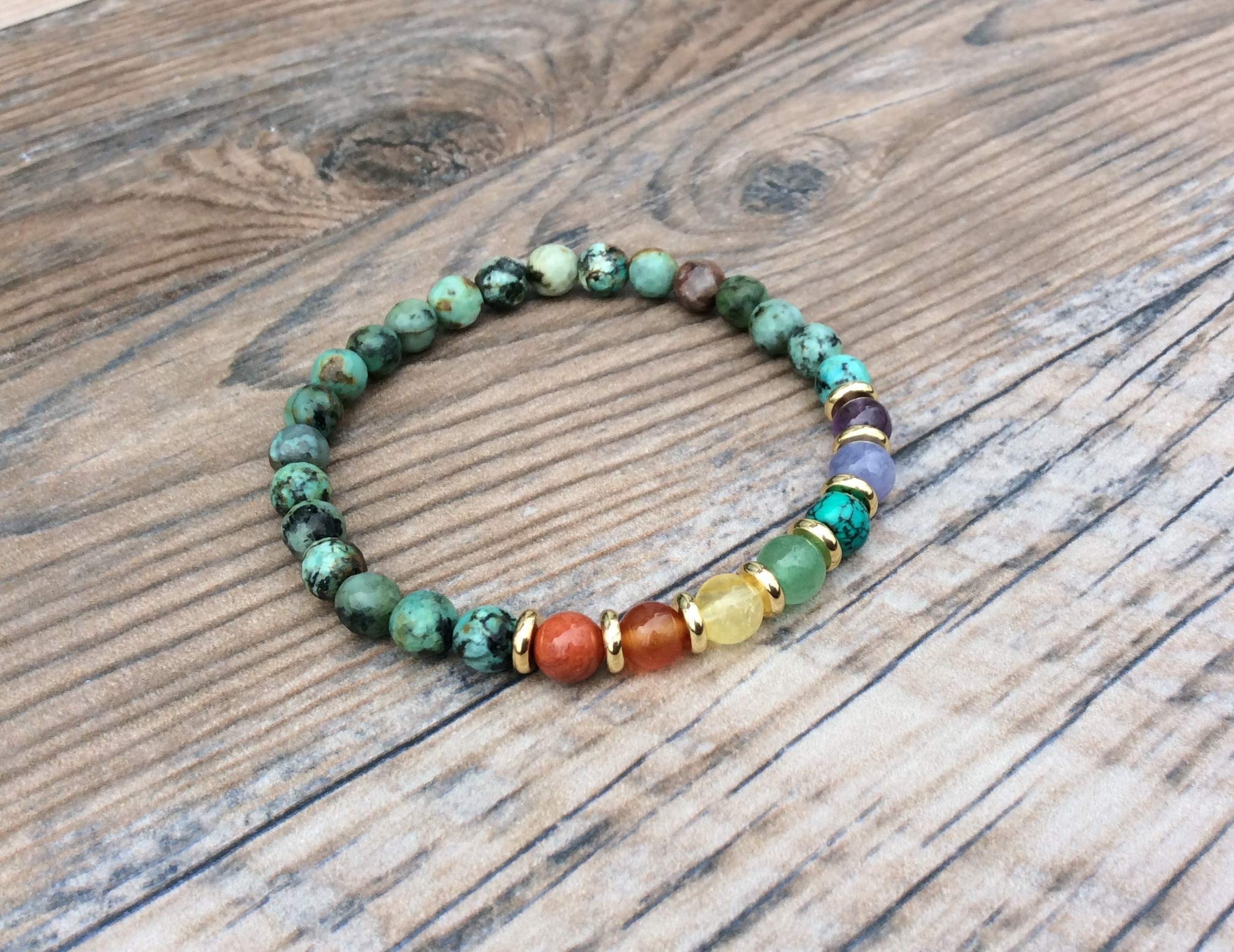 African Turquoise Chakra Anklet - Seven Chakras Healing Bracelet for Yoga, Meditation & Spiritual Balance | Perfect for Yoga Practice, Meditation Sessions & Energy Healing