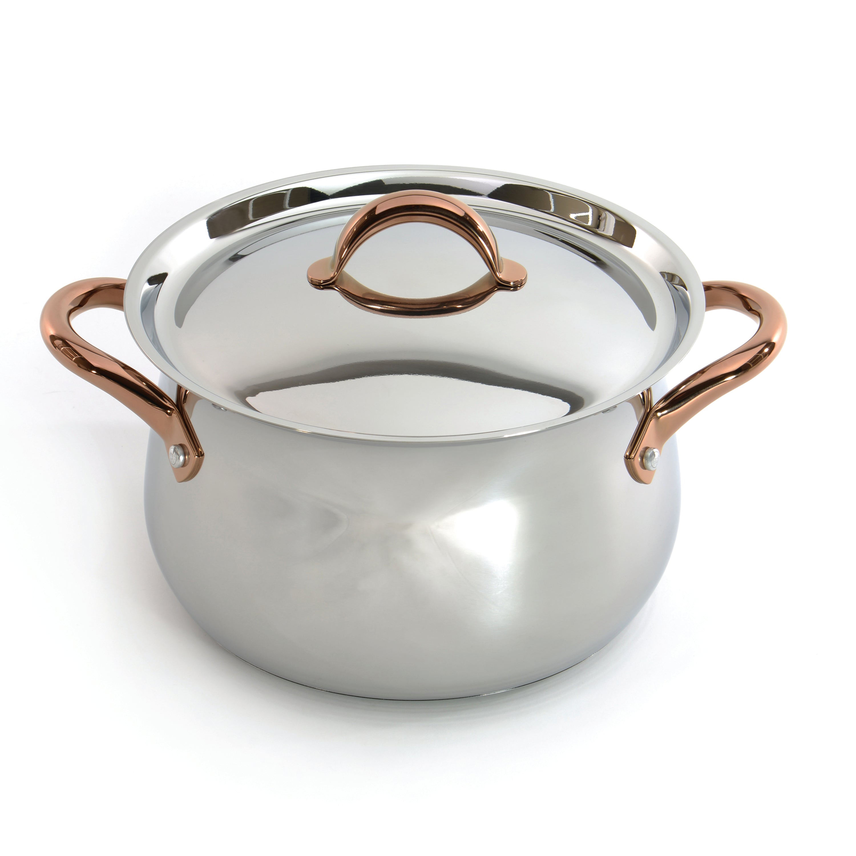 BergHOFF Ouro Gold 3-Piece 18/10 Stainless Steel Steamer Set with Stainless Steel Lids & Rose Gold Handles - Perfect for Steaming Vegetables, Seafood, and Dumplings in Modern Kitchens
