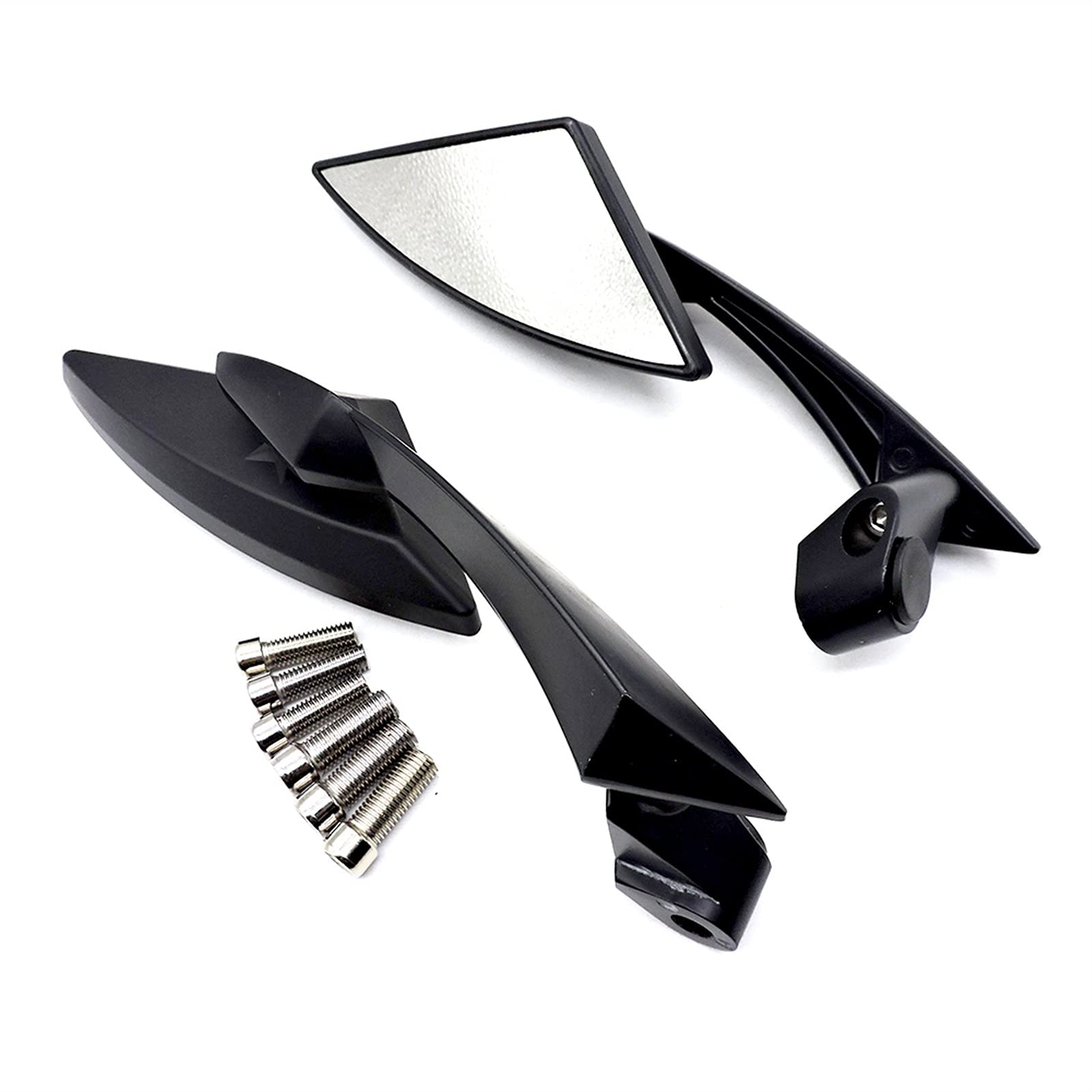 Universal 2-Piece Aluminum Alloy Motorcycle Rearview Mirrors - CNC Machined Triangle Side Mirrors for Harley, Honda, Yamaha & More - Perfect for Cruisers, Touring Bikes & Street Motorcycles