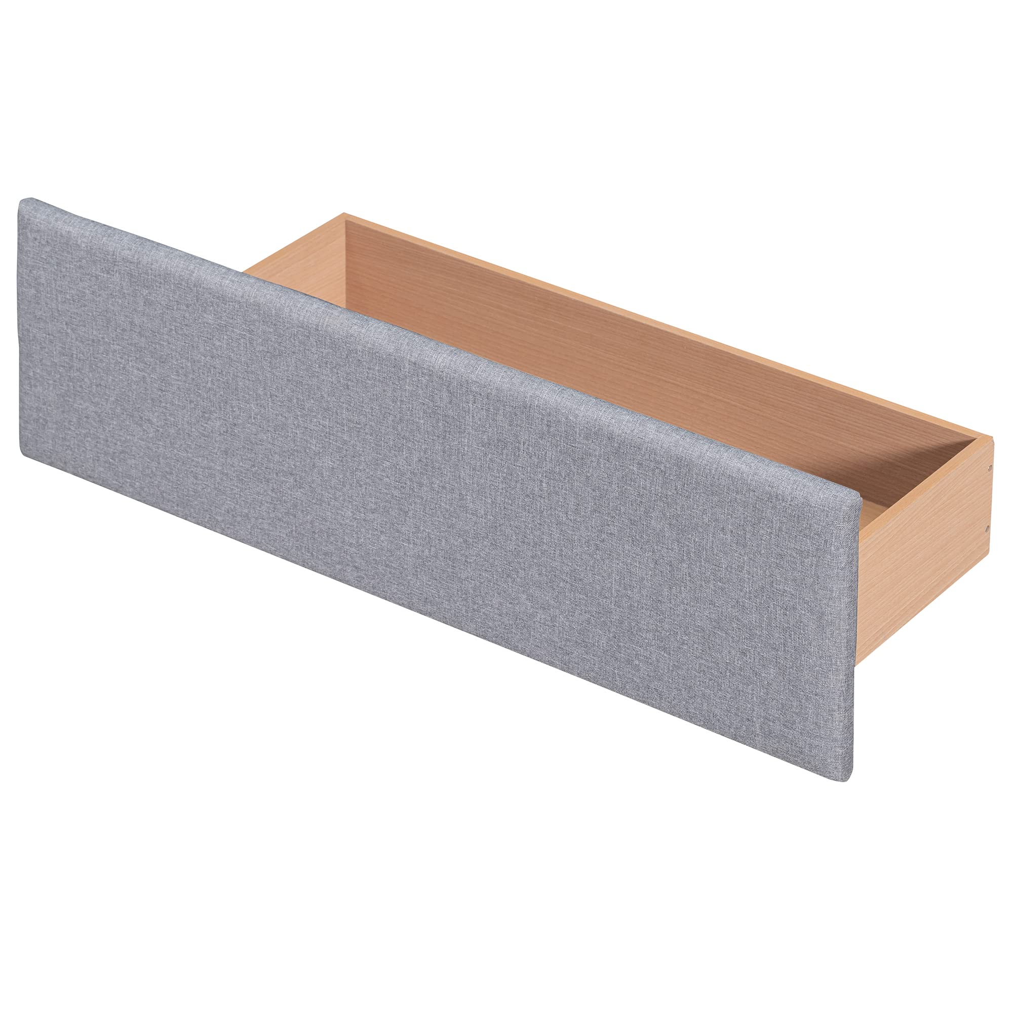 Merax Queen Size Linen Fabric Upholstered Platform Bed with 4 Storage Drawers - Classic Headboard, No Box Spring Needed, Grey - Perfect for Small Bedrooms & Modern Apartments