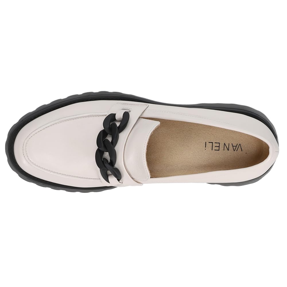 VANELi Women's Zefiro Lug Sole Loafers - Comfortable Casual Slip-On Shoes for Women | White | Perfect for Office, Travel & Everyday Wear
