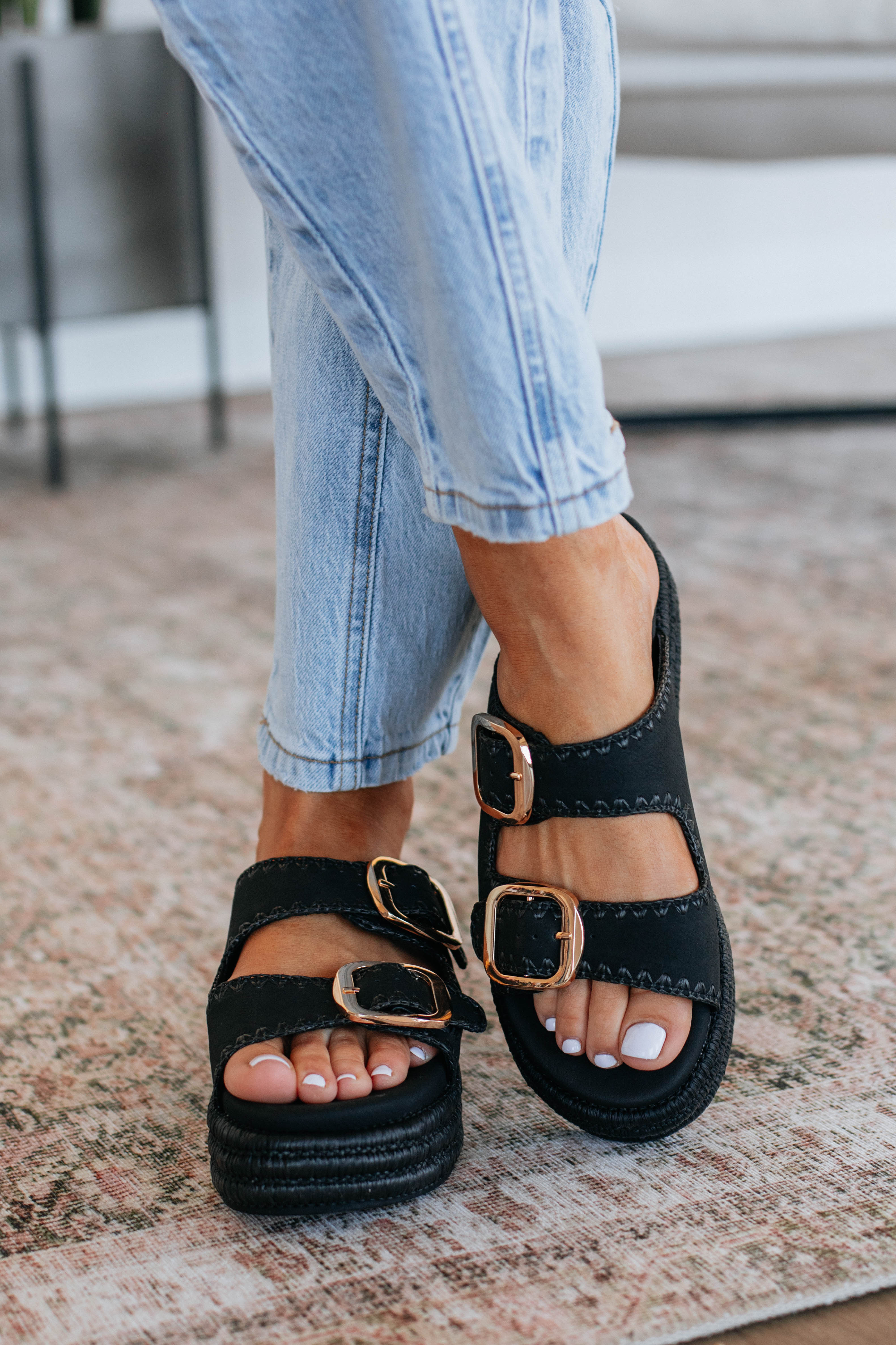 Somewhere On A Beach Comfortable Black Sandals for Women - Perfect for Vacation, Poolside, and Summer Outfits