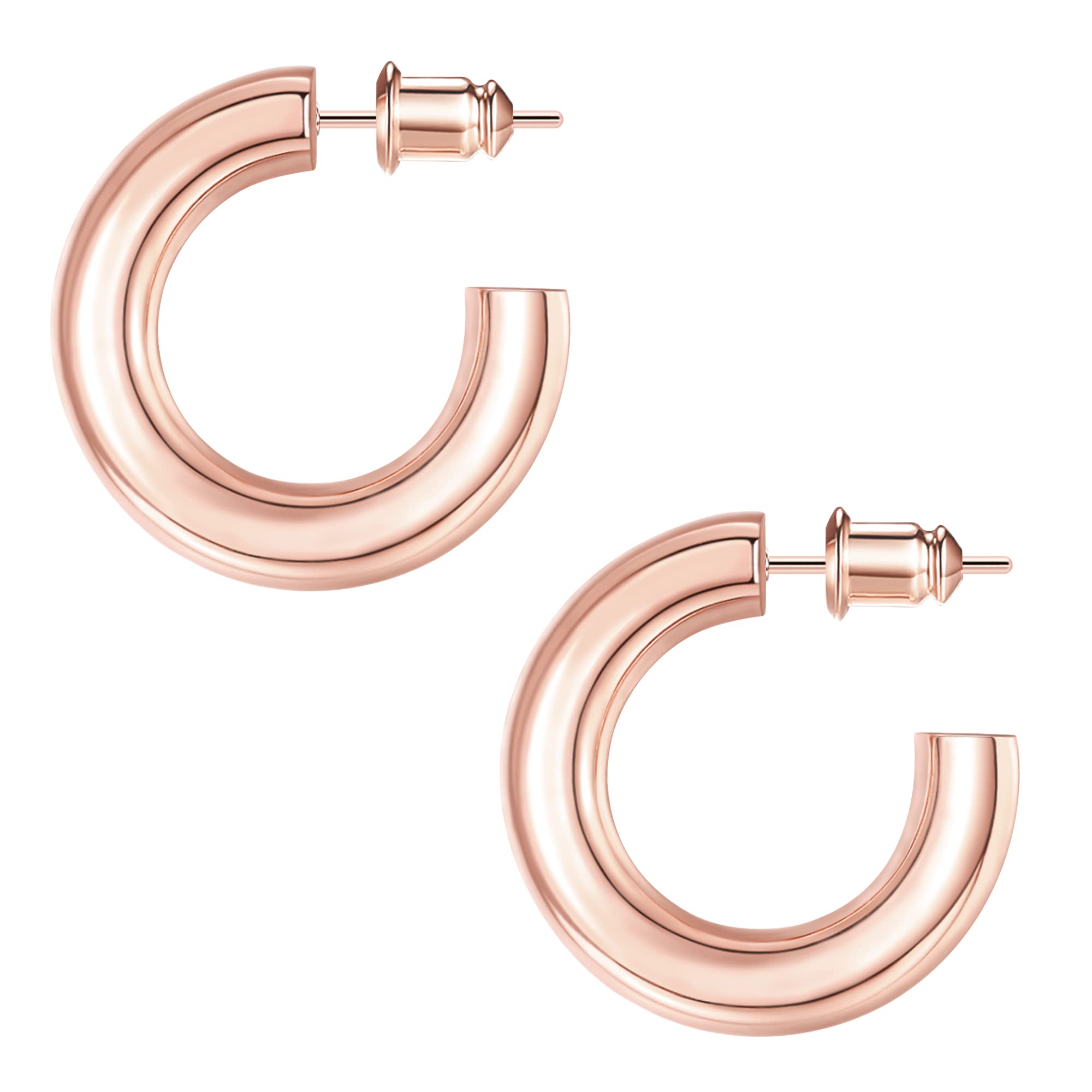 14K Gold Plated Chunky Open Hoop Earrings for Women - Lightweight Thick Gold Hoops - Perfect Gift for Girls, Birthday, Party & Everyday Wear