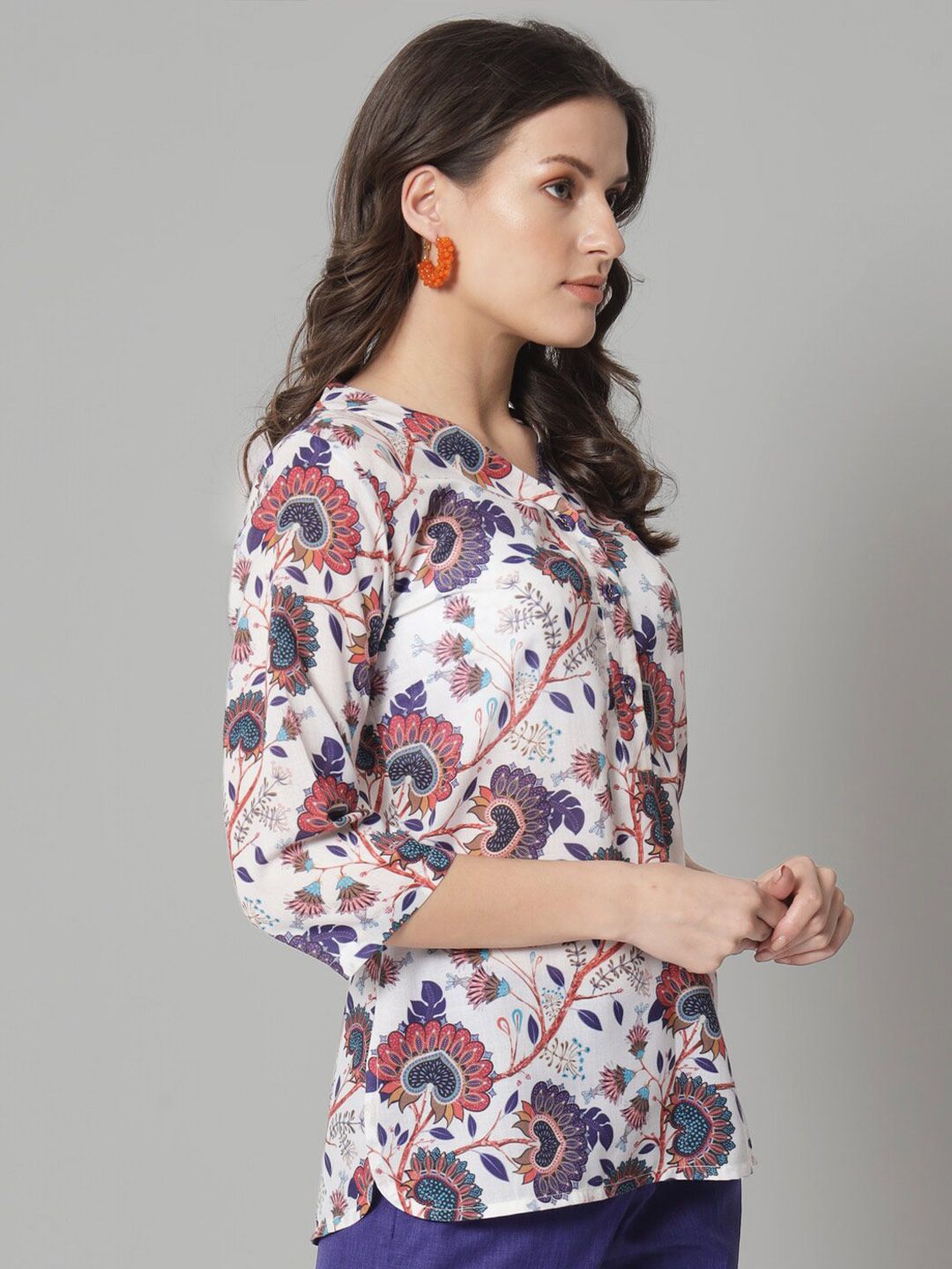Stylish Women's Floral Print V-Neck Blouse - Perfect for Casual Outings, Dates & Summer Fashion