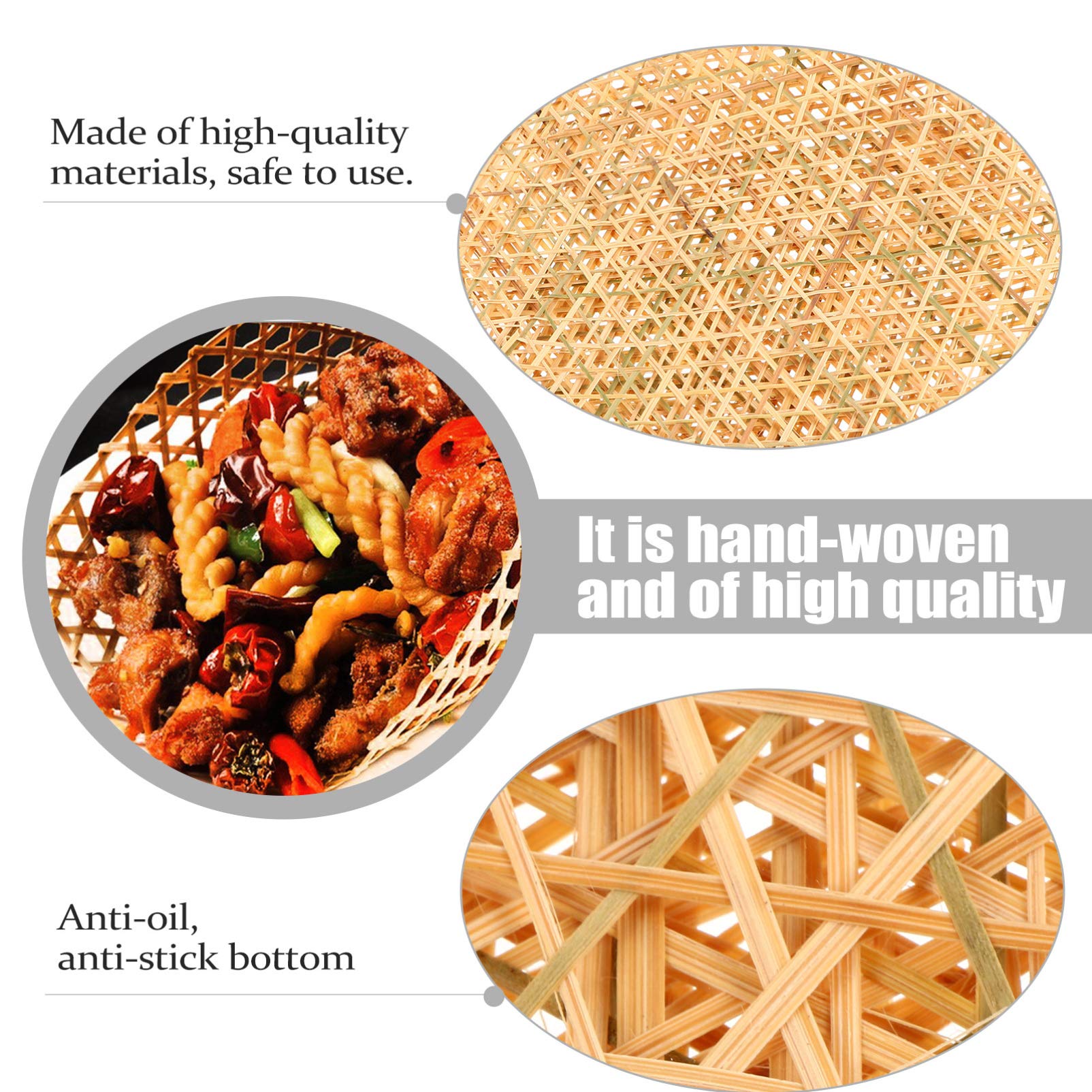 6-Pack Hemoton Bamboo Food Liner Mats - Heat-Resistant Kitchen Mesh Grid for Fried Foods, Sushi, Dumplings | Perfect for Restaurants & Home Cooking