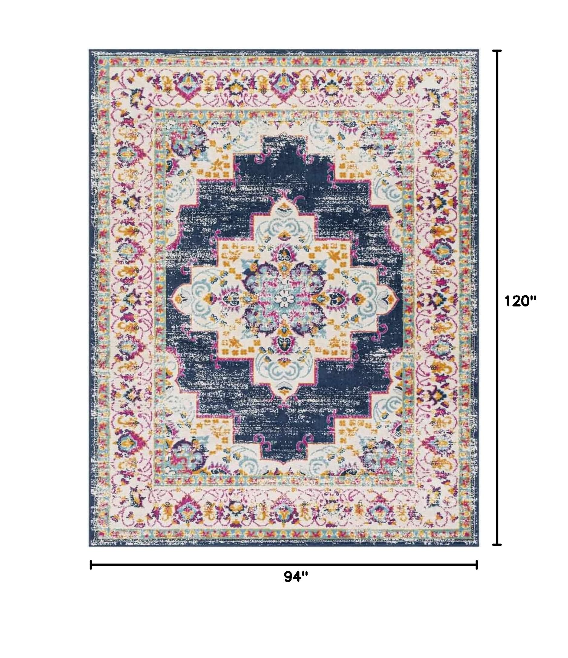 Mark&Day 8x10 Traditional Denim Area Rug - Blue Grey Indoor Carpet for Living Room, Bedroom, Kitchen | Soft & Durable Floor Covering | Perfect for Home Decor, Office, or Dining Area (7'10
