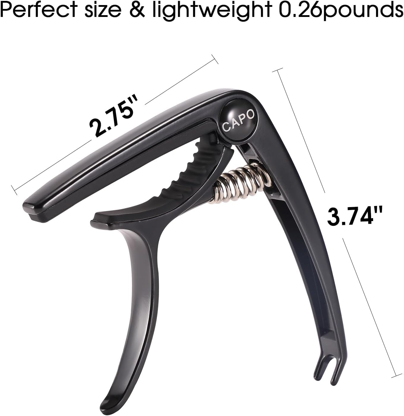Premium Zinc Alloy Guitar Capo for Acoustic & Electric Guitars, Ukulele, Mandolin, Banjo & Bass - Black with 6 Free Picks | Perfect for Live Performances, Studio Recording & Practice Sessions