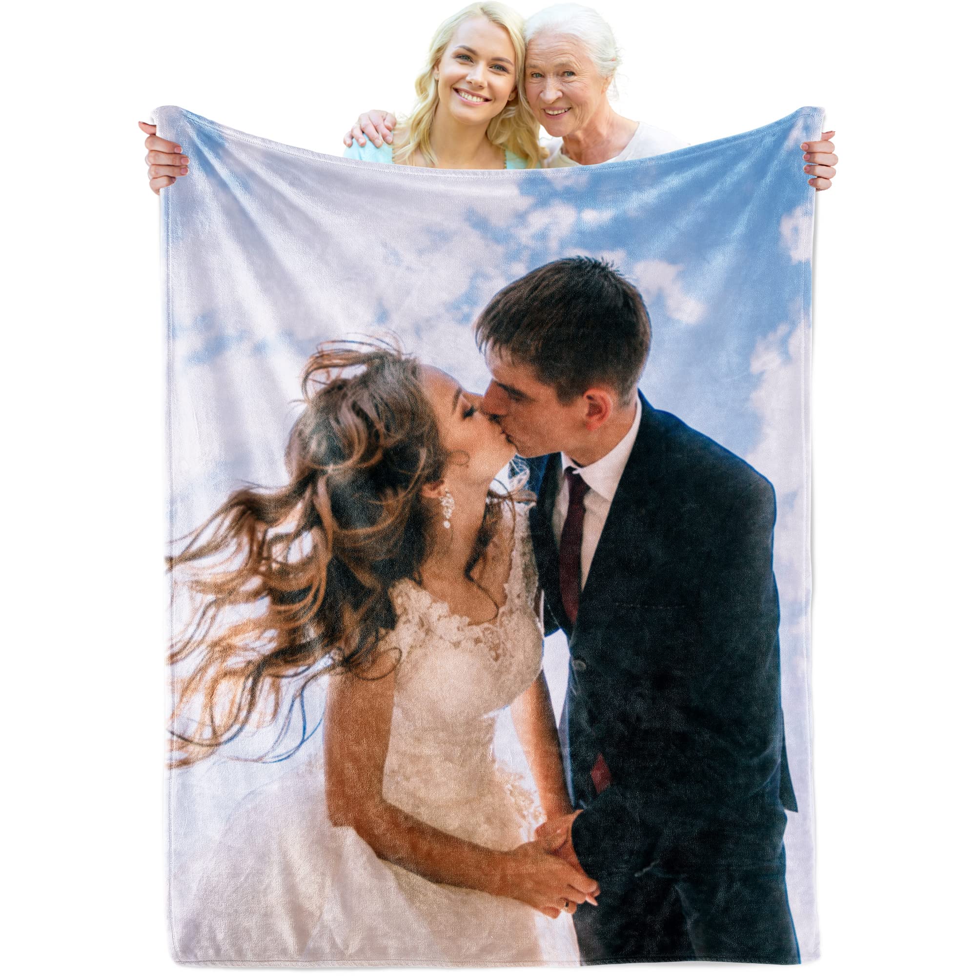 Custom Photo Throw Blanket - Personalized Fleece Blanket with Your Pictures - Soft Cozy Gift for Family, Couples, Women & Men - Perfect for Weddings, Birthdays, Christmas & Valentine's Day - Great for Snuggling on Couch, Bed Decor or Romantic Surprise Gifts