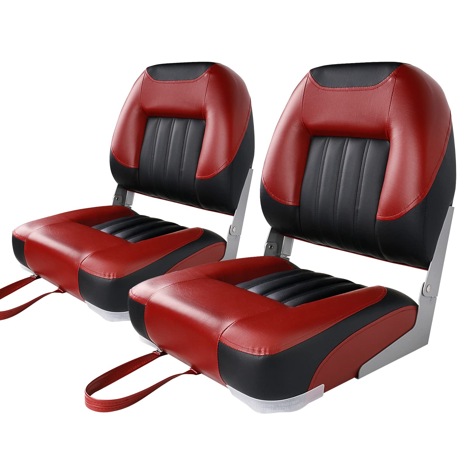 XGEAR Deluxe Low/High Back Boat Seat - Adjustable Fold-Down Fishing Boat Chair for Comfort & Support | Perfect for Fishing, Boating & Marine Activities