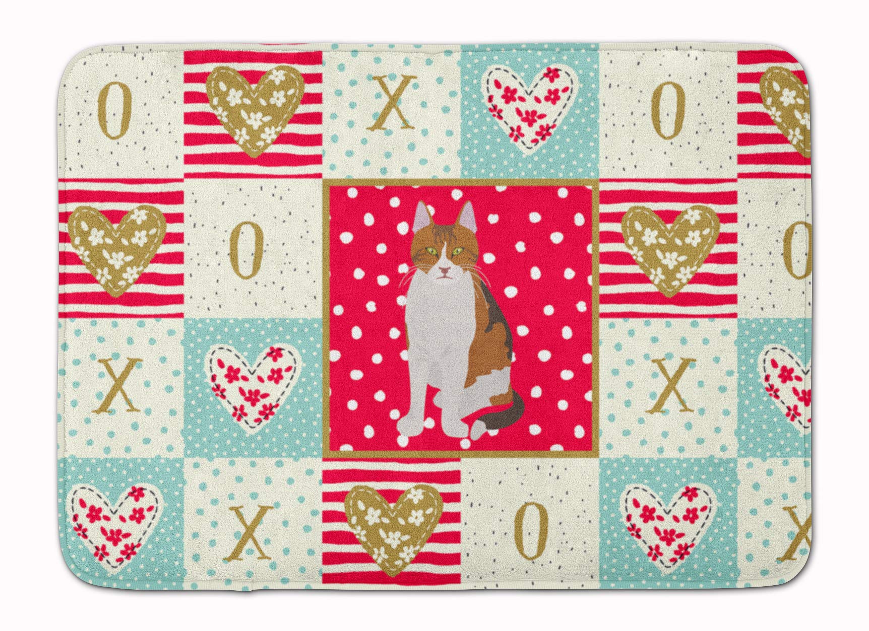 Caroline's Treasures CK5734RUG Aegean Cat Love Machine Washable Memory Foam Bath Mat - Non-Slip Quick Dry Bathroom Rug, Durable Thick Kitchen Mat with Decorative Artwork - Perfect for Bathrooms, Kitchens & Laundry Rooms