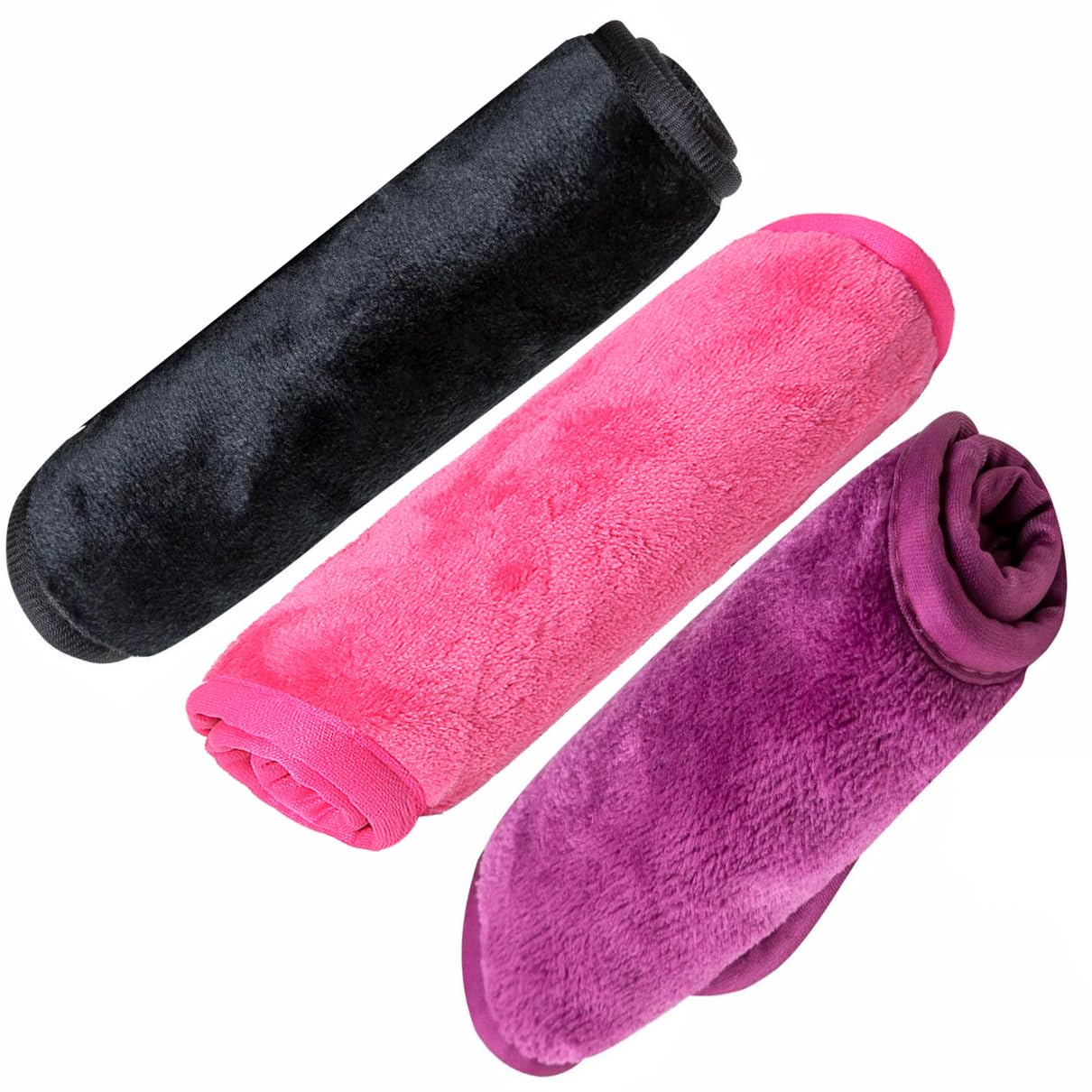 Waterproof Makeup Remover Cloths 3-Pack - Chemical Free & Reusable for Face Cleaning - Black, Rose, Burgundy - Perfect for Travel & Daily Skincare