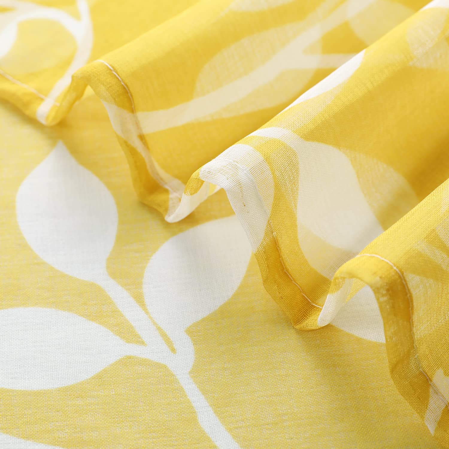Yellow Valance Curtains for Kitchen Window - Rod Pocket Sheer Valance for Living Room, Bedroom & Bathroom - Home Decor
