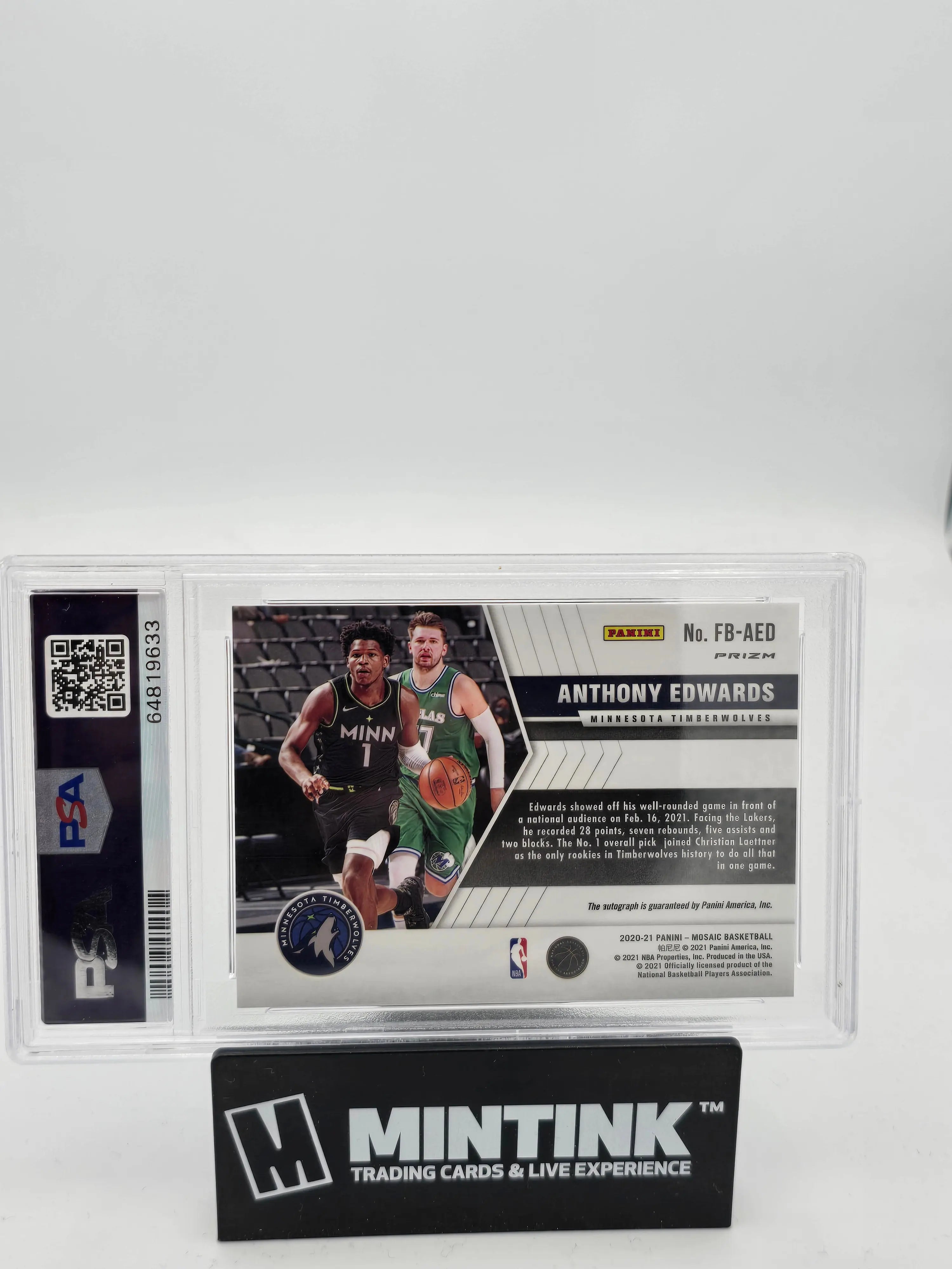 2020 Panini Mosaic Autographs Fast Break Anthony Edwards Rookie Card PSA 10 Gem Mint - Perfect for Basketball Collectors & Sports Memorabilia Enthusiasts