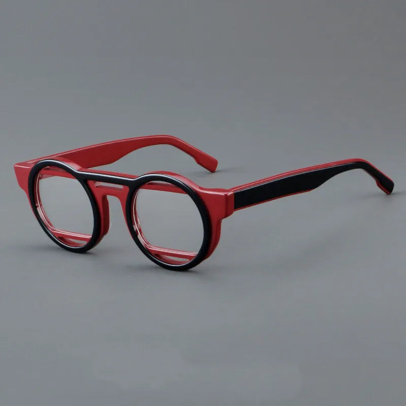 CCspace Unisex Full Rim Round Acetate Double Bridge Eyeglasses 301737 - Stylish Retro Glasses for Men & Women - Perfect for Reading, Work, and Fashion Accessories