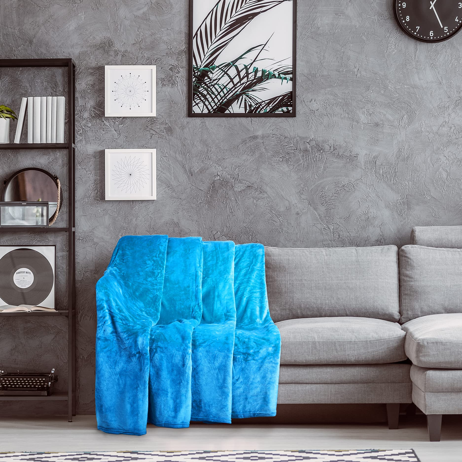 Hannah Linen Fleece Throw Blankets - Ultra Soft Plush Blanket for Couch, Sofa & Bed - Lightweight Warm Microfiber Fleece Blanket (50
