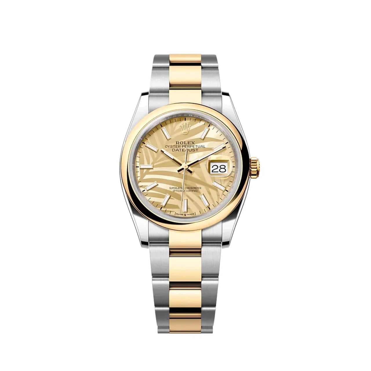 Rolex Datejust 36 126203 Two-Tone Yellow Gold & Stainless Steel Watch with Palm Motif Dial - Luxury Timepiece for Men, Business & Formal Occasions (2024 Model)