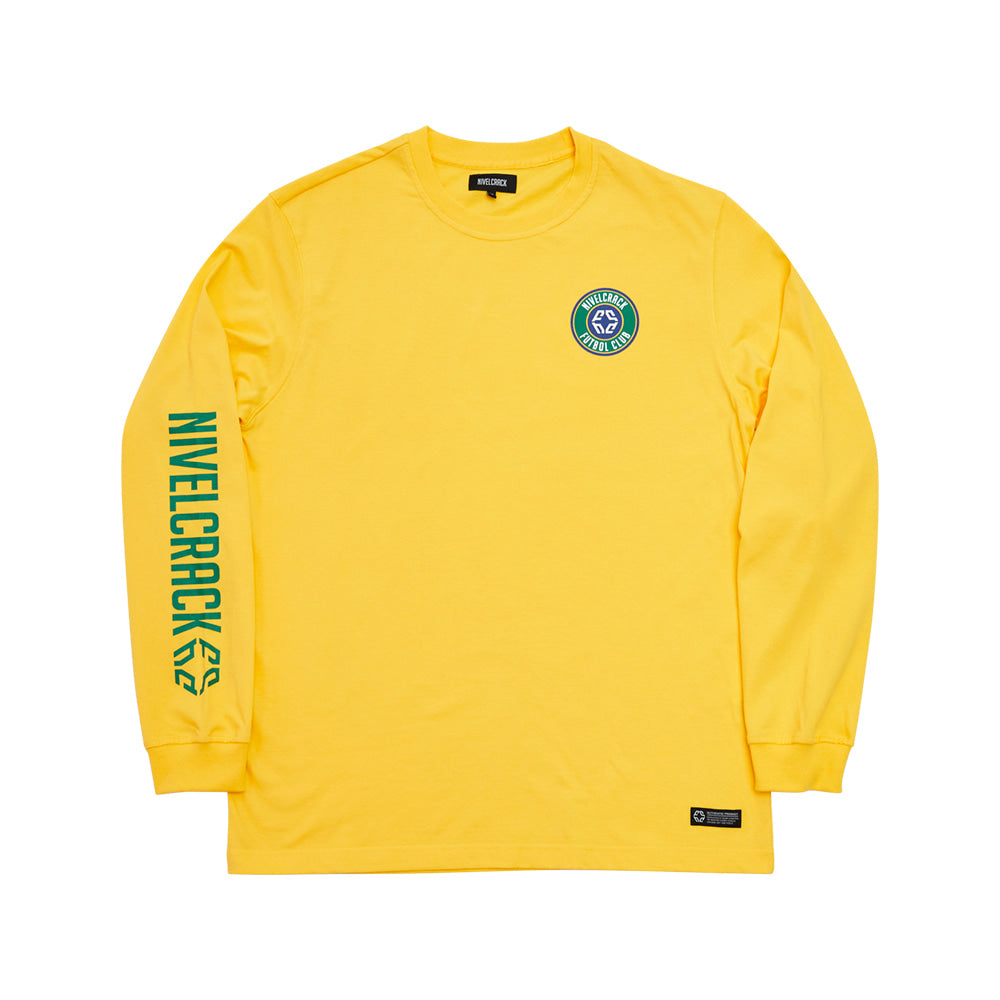 Nivelcrack Club Long Sleeve Yellow T-Shirt - Comfortable Casual Wear for Men & Women | Perfect for Gym, Streetwear, and Everyday Outfits