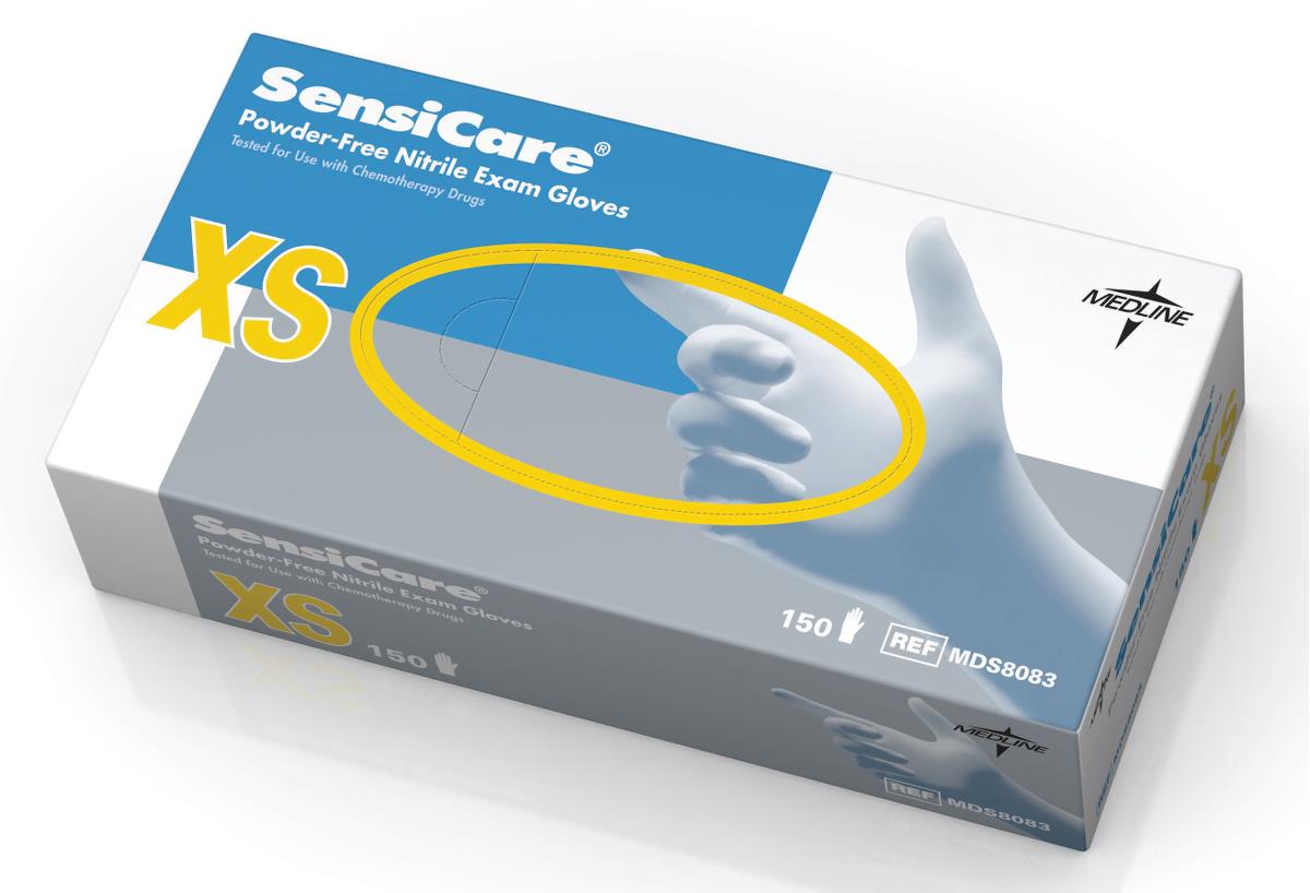 SensiCare Powder-Free Nitrile Exam Gloves - Latex-Free, Disposable Medical Gloves for Healthcare, Tattoo & Food Handling - 100/Box (Medium)