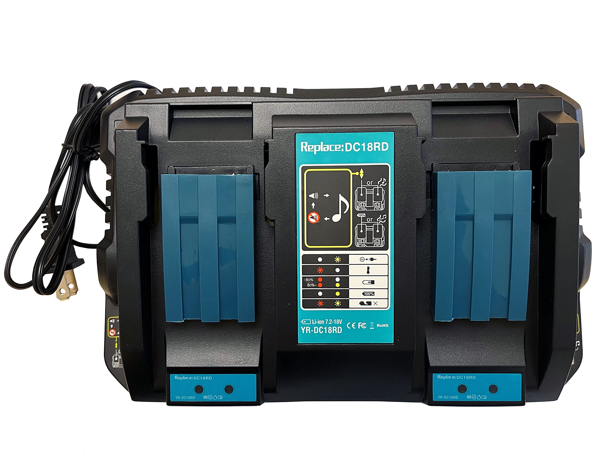 Makita DC18RD DC18RC DC18RA Replacement Charger 4A - Fast Charging for Makita BL1830 BL1840 BL1850 BL1815 Batteries (Model 194204-5 194205-3) - Perfect for Construction Sites, Workshops & DIY Projects