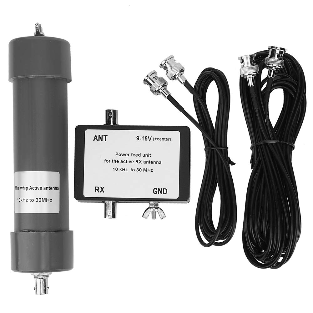 10 kHz - 30 MHz Mini Whip Active Antenna with Portable Cable - Wideband Shortwave Radio Receiver Antenna for Ham Radio, SDR, and Emergency Communication - Perfect for Outdoor Field Operations and Home Monitoring