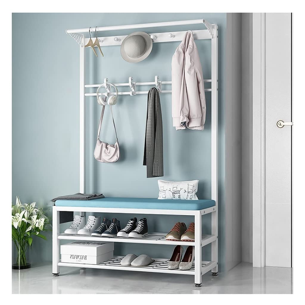Industrial Entryway Coat Rack with Shoe Bench & 3-Tier Storage - Metal Frame Hall Tree with Hooks | 3-in-1 Space Saving Design for Small Apartments, Mudrooms & Foyers | Easy Assembly Home Organization Solution