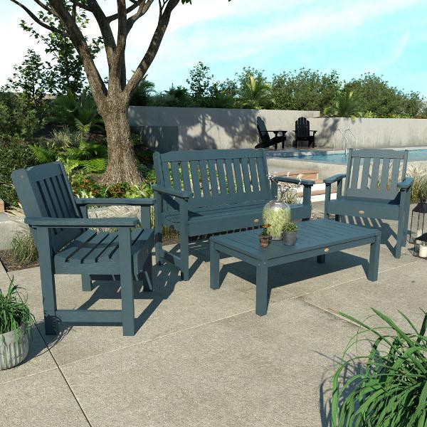 Lehigh 5-Piece Outdoor Garden Conversation Set - Patio Furniture with Cushions for Backyard, Deck, or Poolside Relaxation