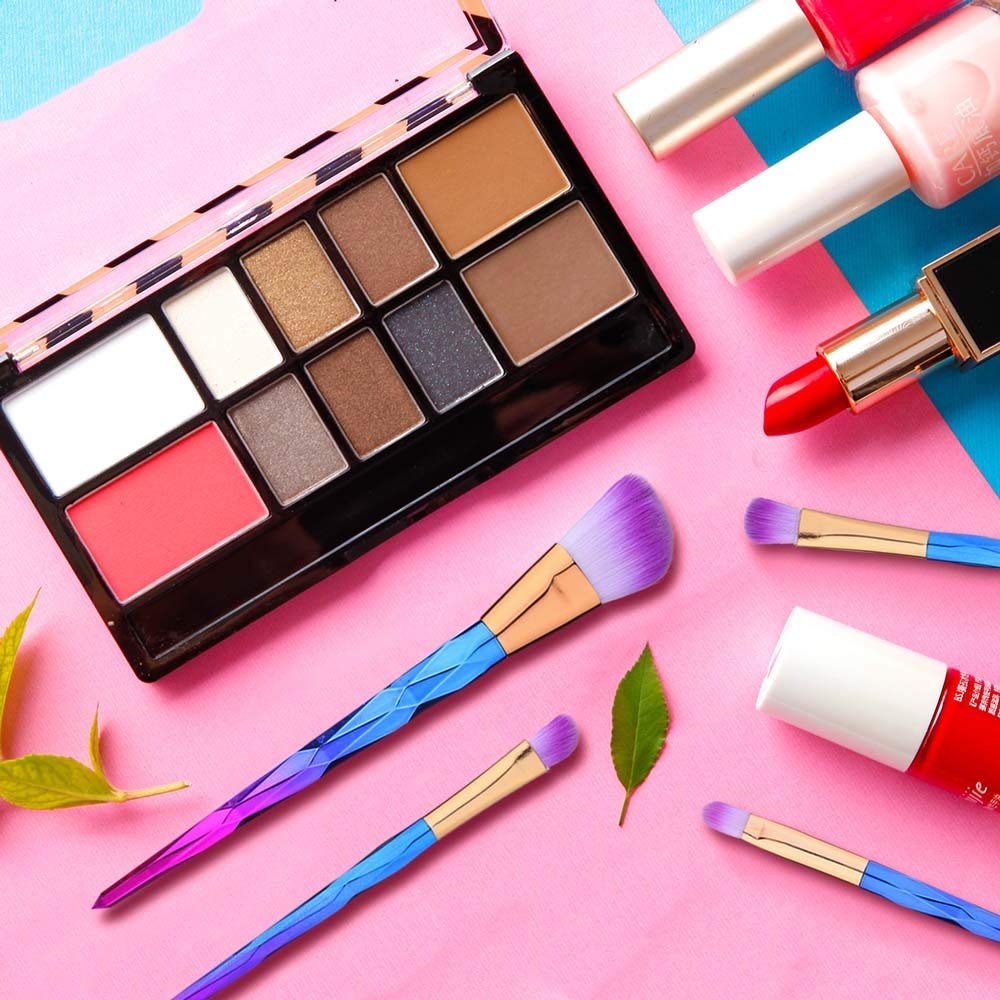 Premium 7-Piece Makeup Brush Set - Crystal Diamond Cut Synthetic Bristles for Foundation, Blending, Blush, Concealer, Eye & Lip Makeup | Complete Professional Makeup Kit for Powder, Liquid & Cream Cosmetics | Perfect for Everyday Makeup, Travel & Professional Makeup Artists