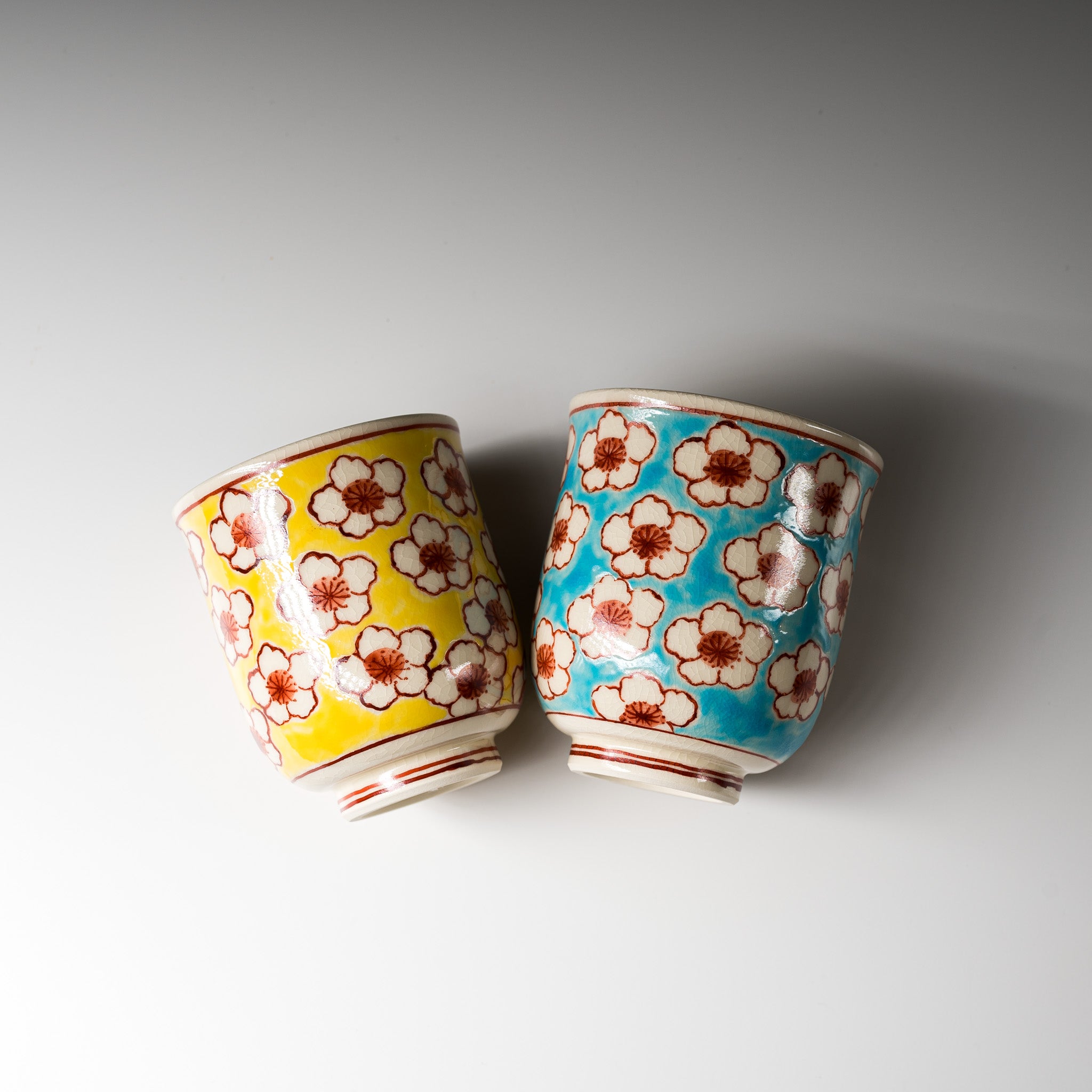 Handmade Kyo Kiyomizu Ware Ceramic Tea Cup Pair - Traditional Japanese Hanamon Design for Matcha, Sencha & Green Tea - Perfect for Tea Ceremonies, Home Decor & Gift Giving