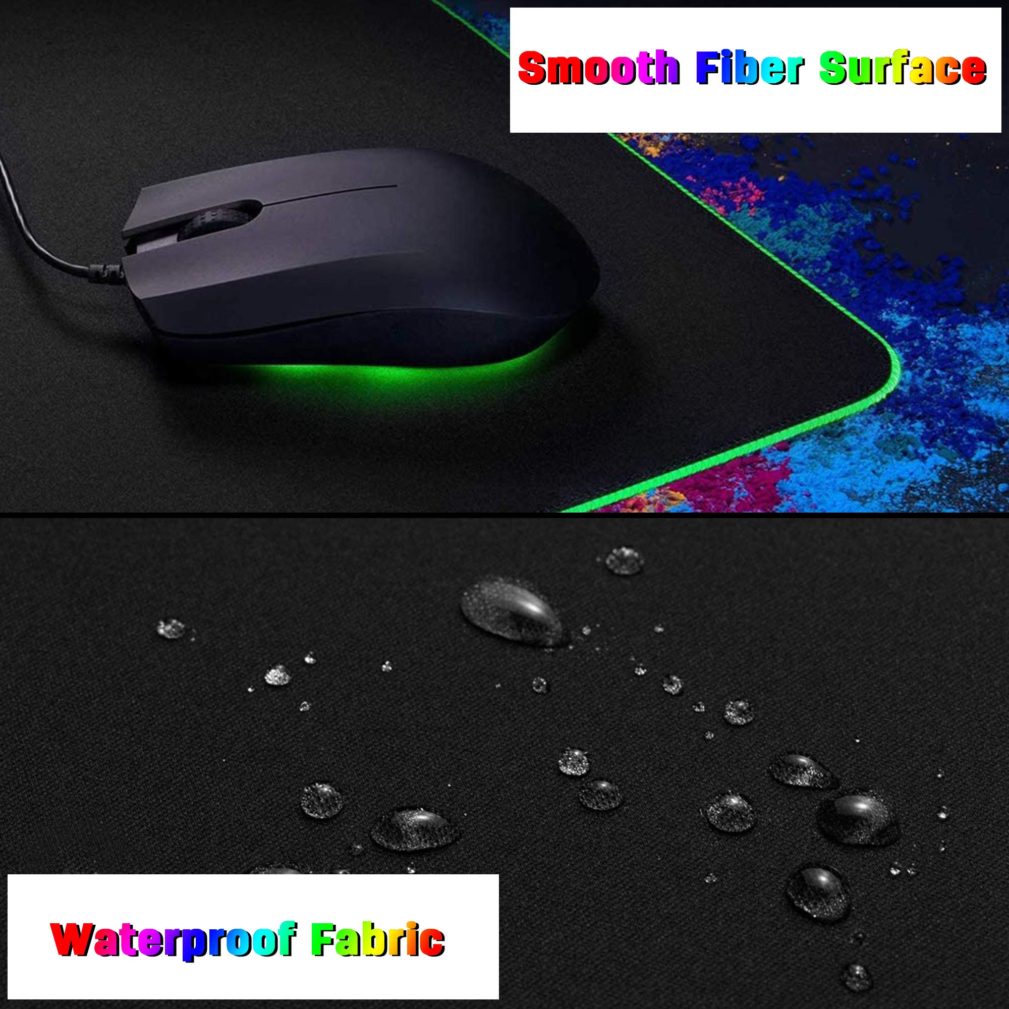 DORRISO RGB Large Gaming Mouse Pad 800x300x3mm, Waterproof Non-Slip Desk Mat for PC Computer - Professional Gamer Mousepad (Blue) - Perfect for Gaming, Office Work & Home Use