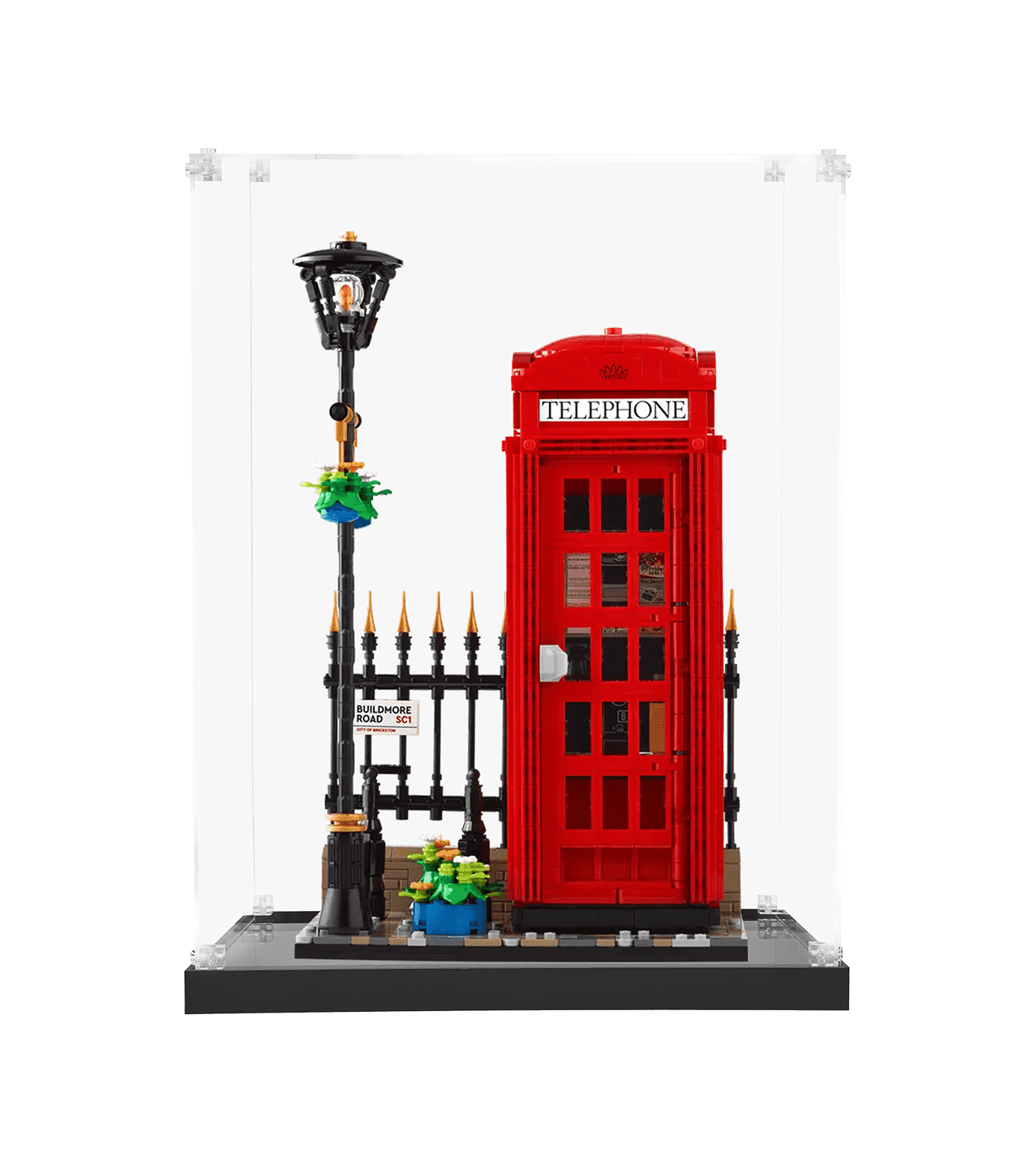 LEGO Creator Red London Telephone Box 21347 Display Case - Premium Acrylic Showcase for Collectible LEGO Sets | Perfect for Home Decor, Office Display & Gift Giving