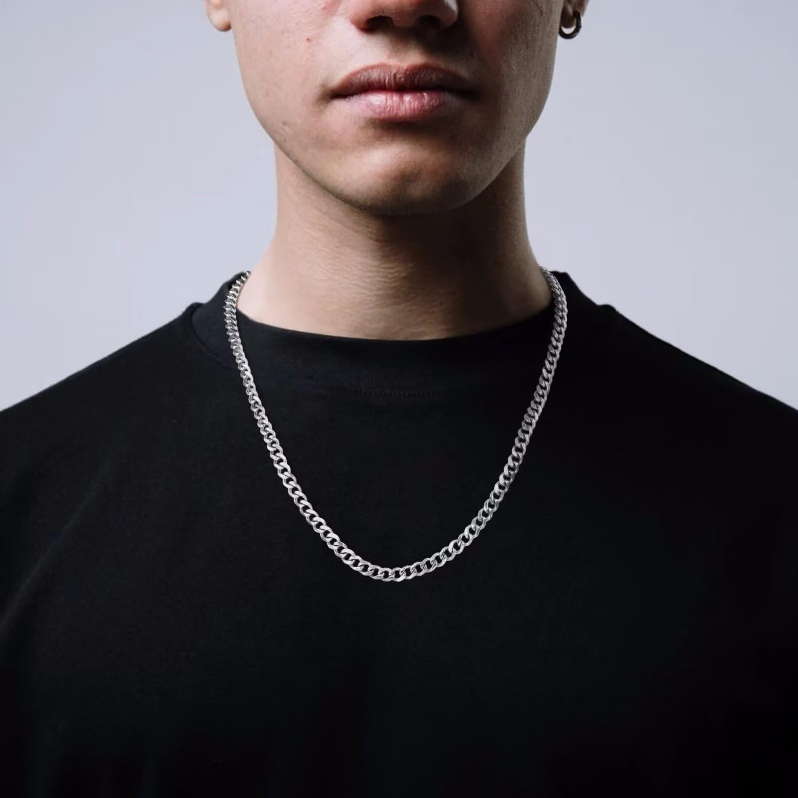 IEFLIFE Men's Cuban Link Chain - Black/Gold/Silver Chunky Necklace for Dad, Husband, Boyfriend, Son | Graduation Gift, Father's Day Present | Perfect for Casual Wear, Special Occasions & Gifting