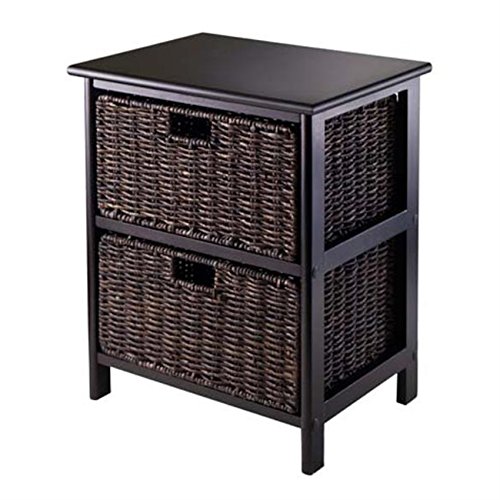 Ergode Wood Omaha Storage Rack - Compact & Sturdy Shelving Unit with 2 Foldable Baskets | Perfect for Closet Organization, Bathroom Storage & Small Space Solutions