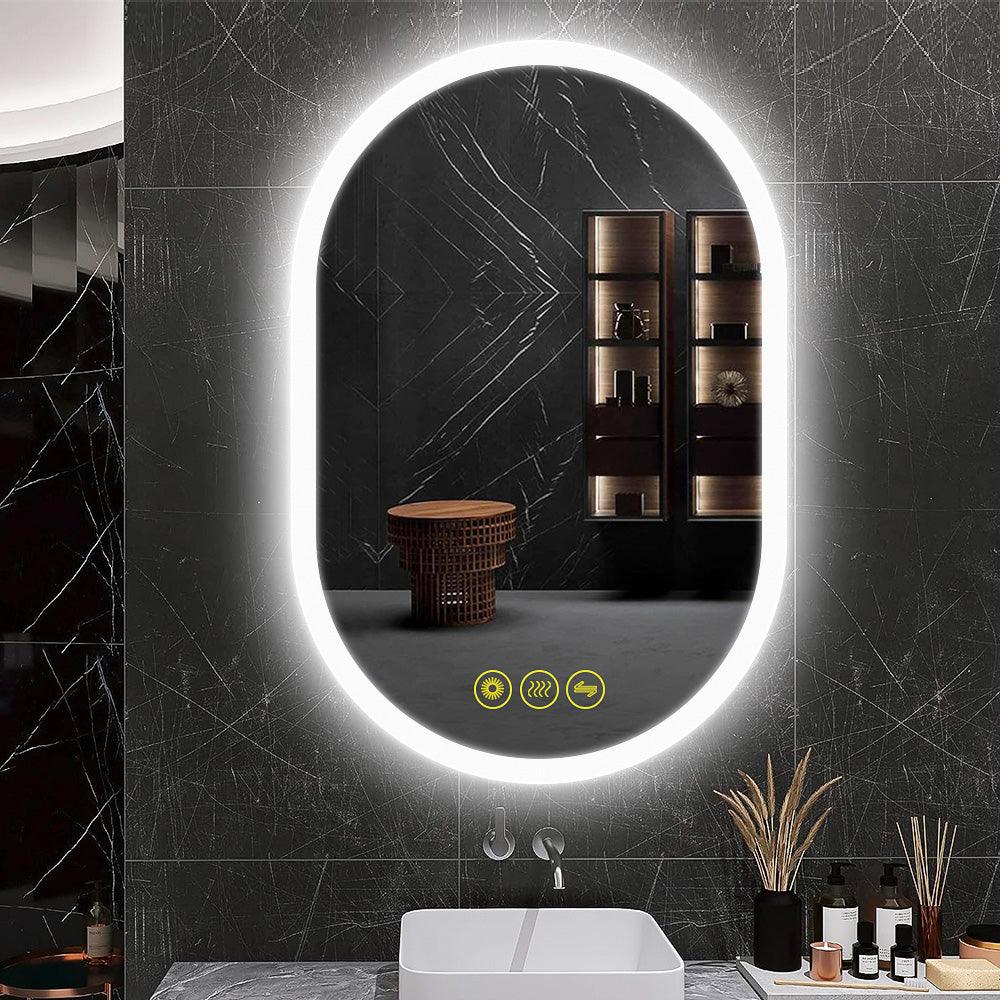 BrightView Oval Frameless LED Anti-Fog Dimmable Bathroom Vanity Mirror - Perfect for Makeup, Shaving & Home Decor